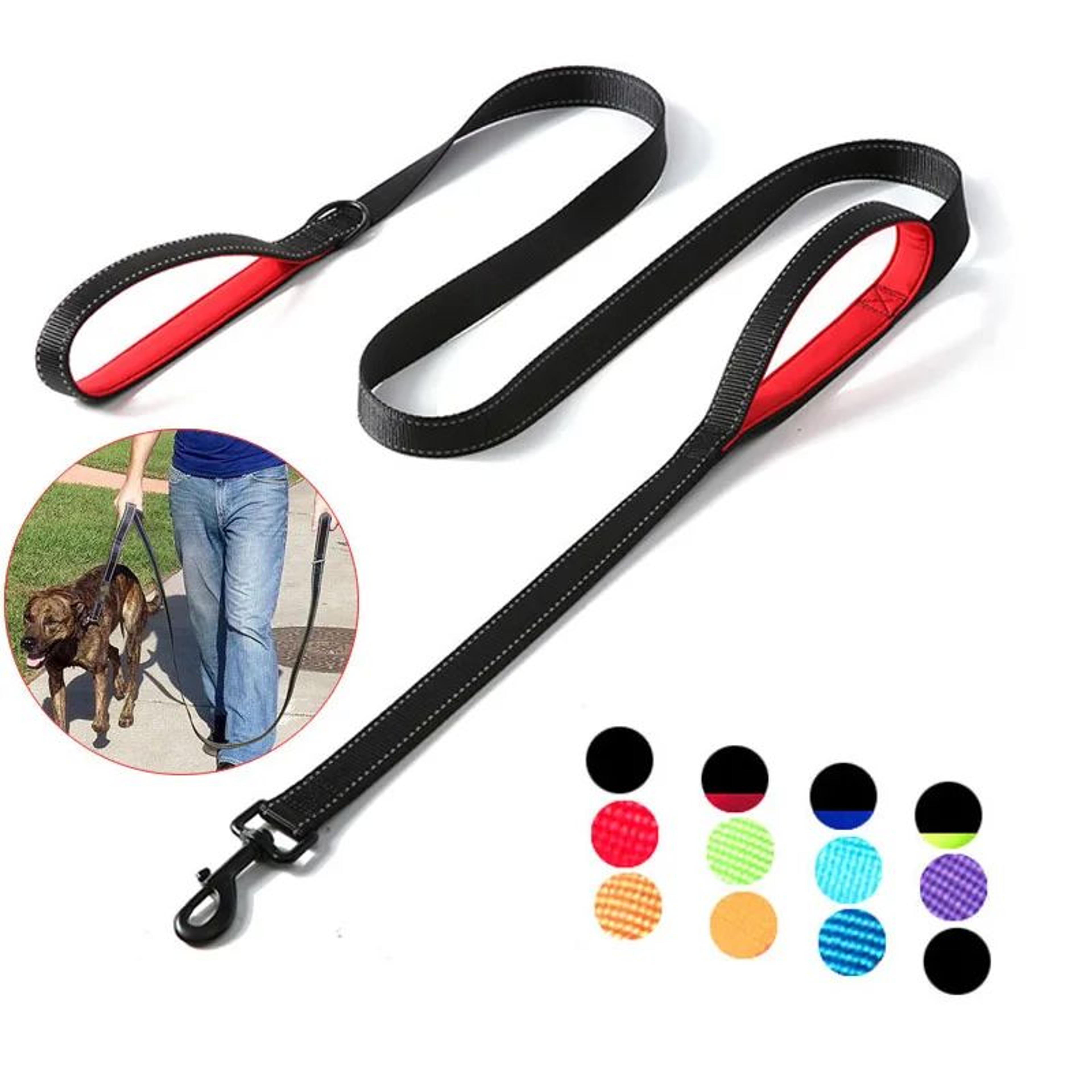 Heavy Duty Double Handle Dog Leash  Nylon Training And Control Lead For Walking Running  Pet Safety 0