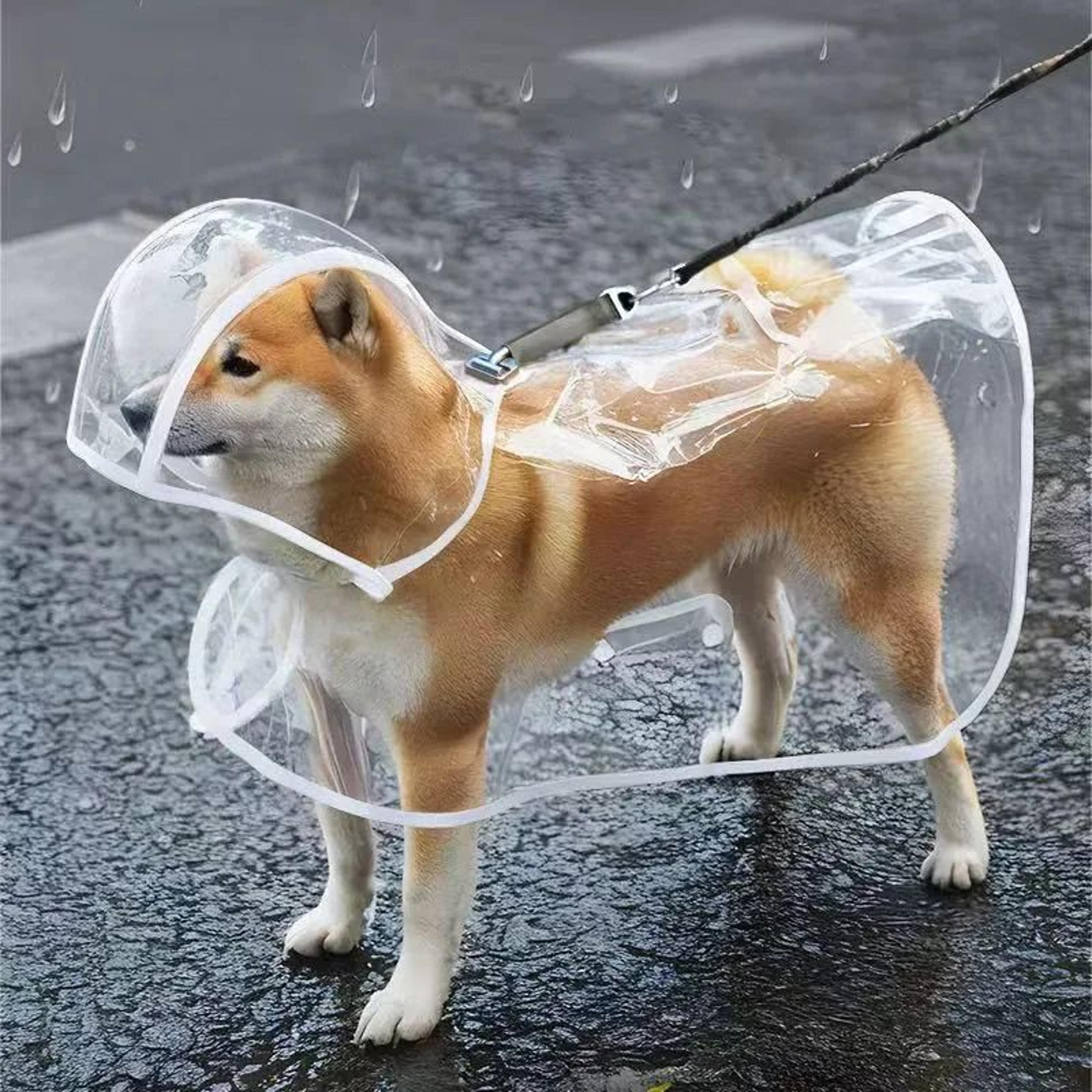 transparent waterproof dog raincoat – windproof pet rain jacket for small, medium & large dogs