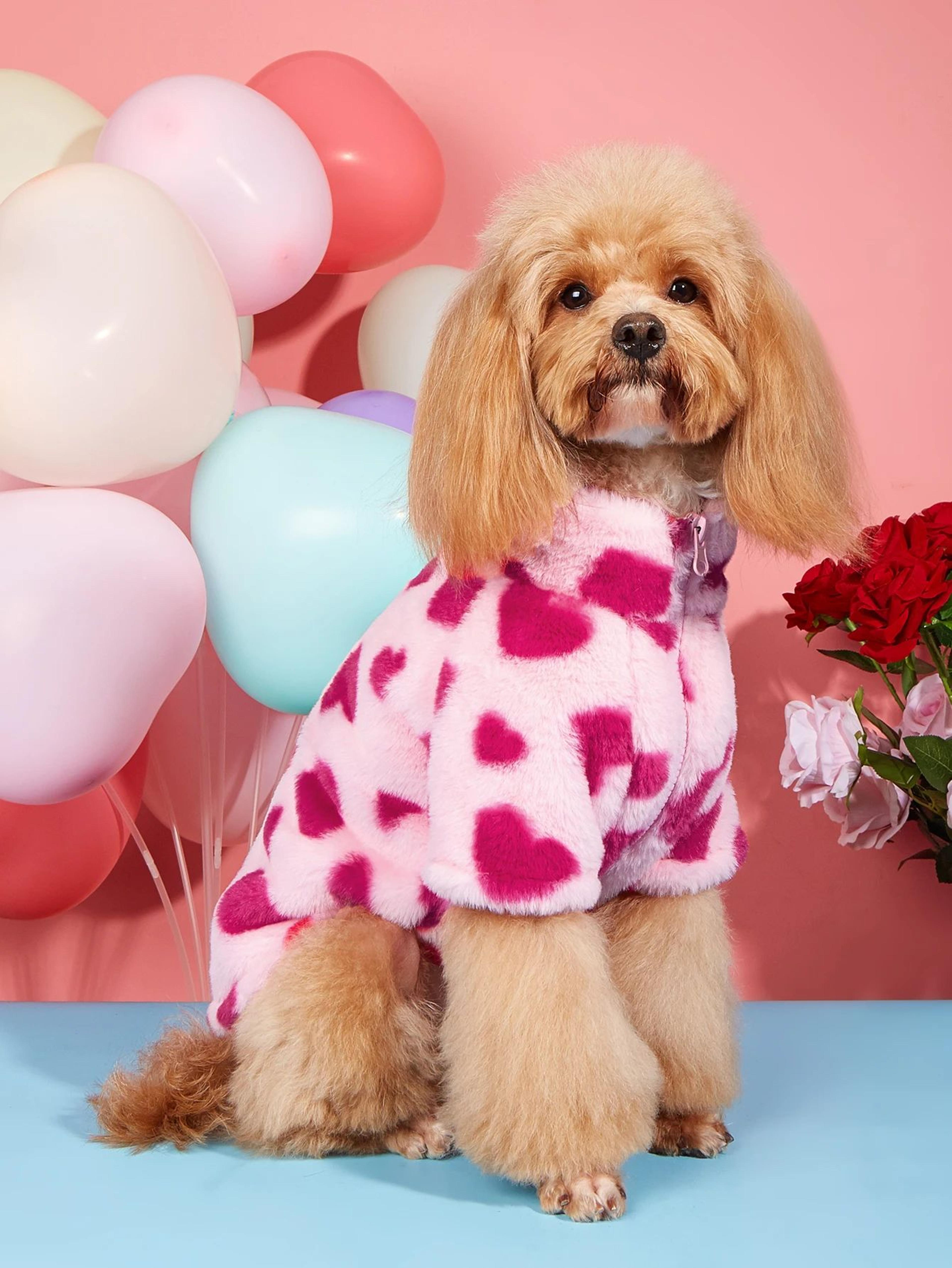 heart print dog hoodie – ultra soft warm winter pet sweater for small & medium dogs