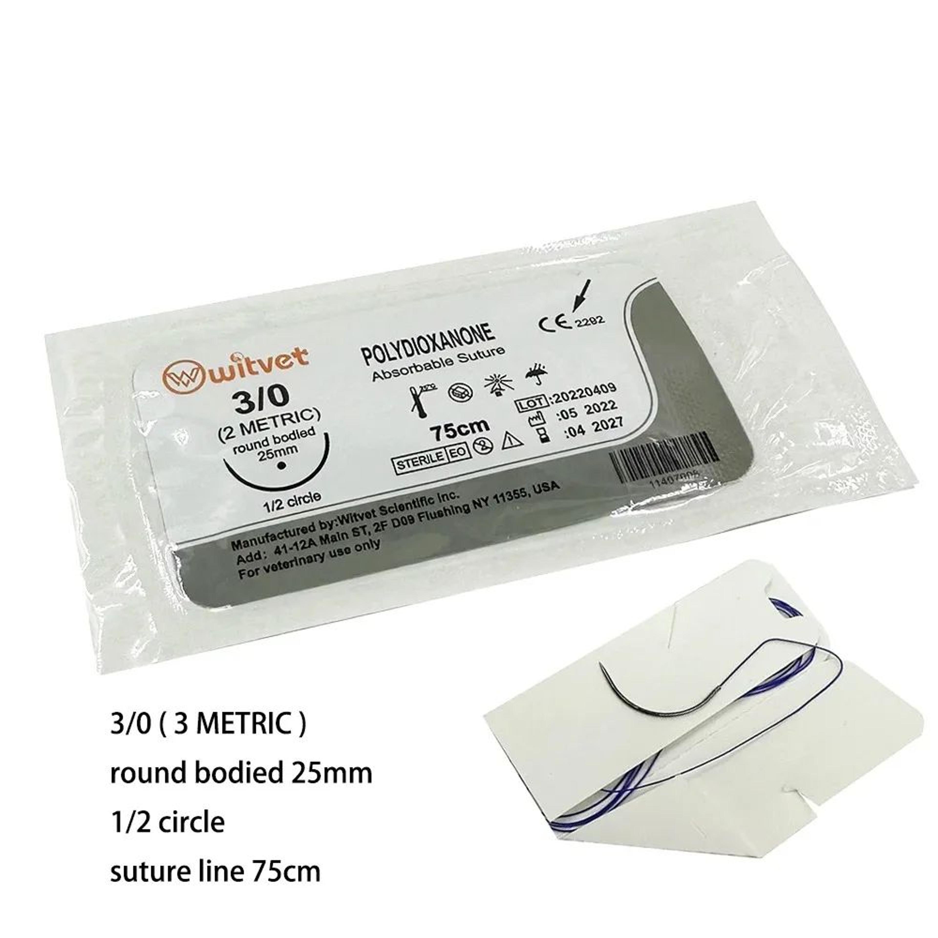 Professional Absorbable PGA Veterinary Suture Kit  12pcs Sterile Dog Surgical Training Thread With  5