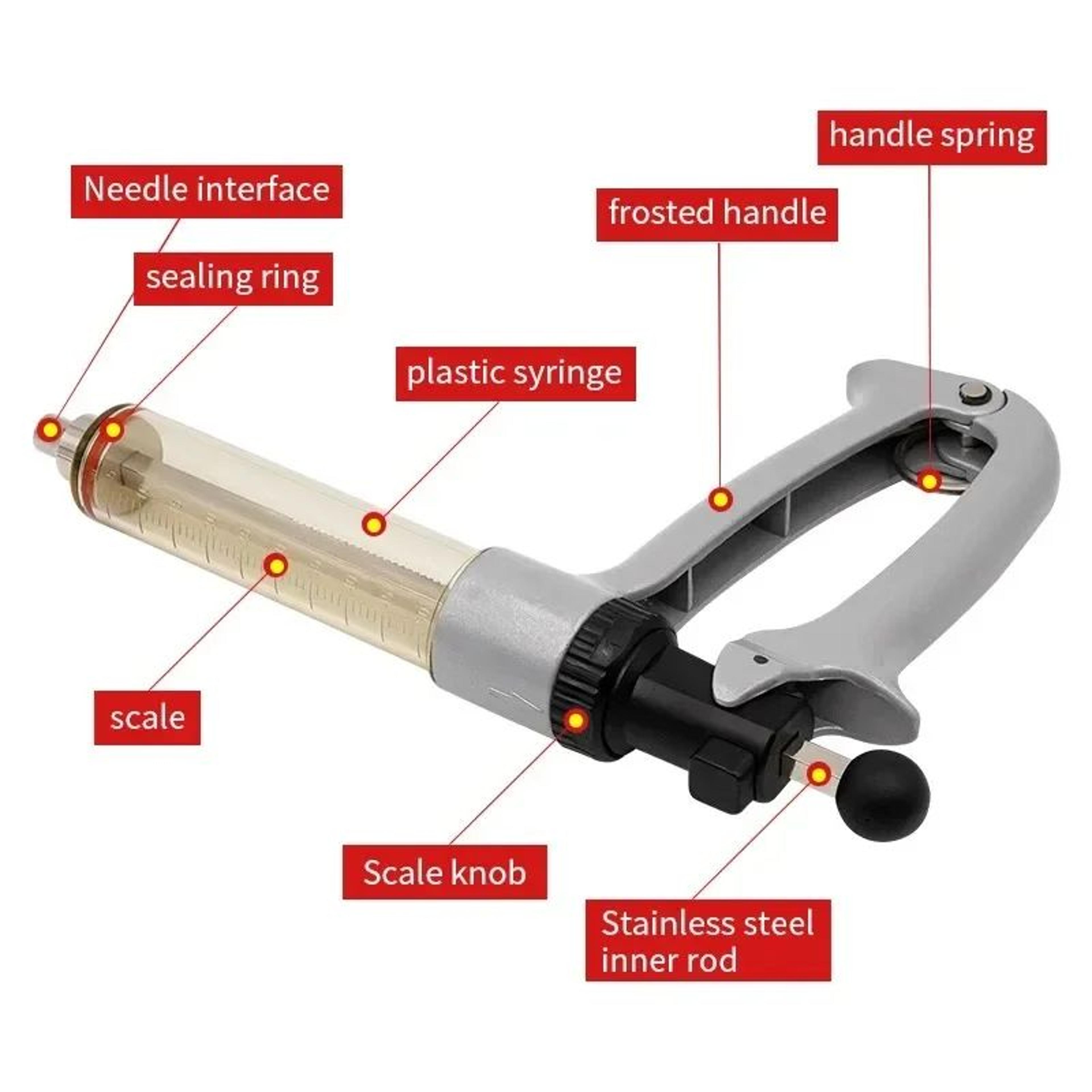 SemiAutomatic Veterinary Vaccine Syringe  Adjustable Livestock Injection Gun For Cattle Sheep  Poul 3
