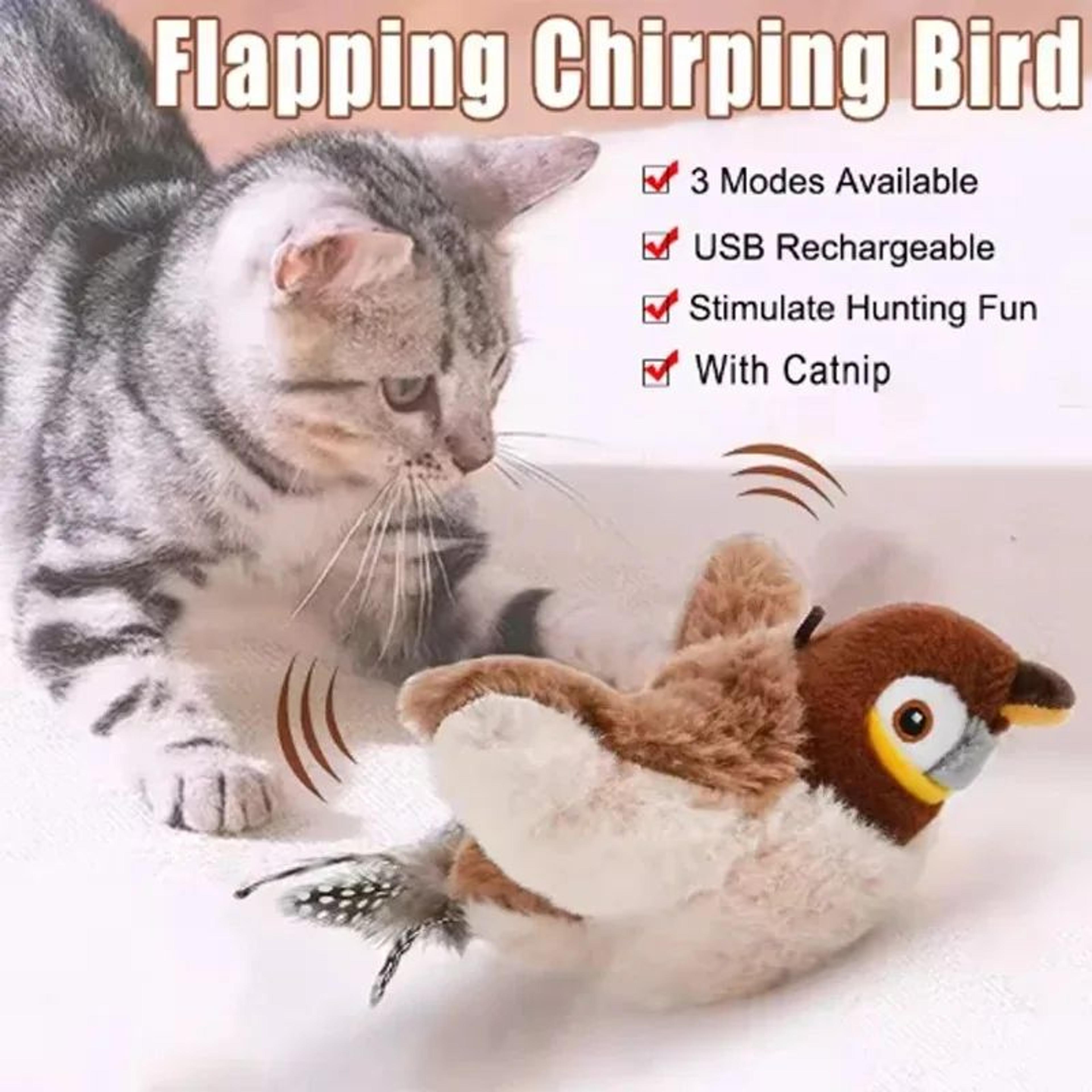 Interactive Chirping Bird Cat Toy  Plush Hanging Teaser With Elastic Rope For Hunting Play  Stress  0