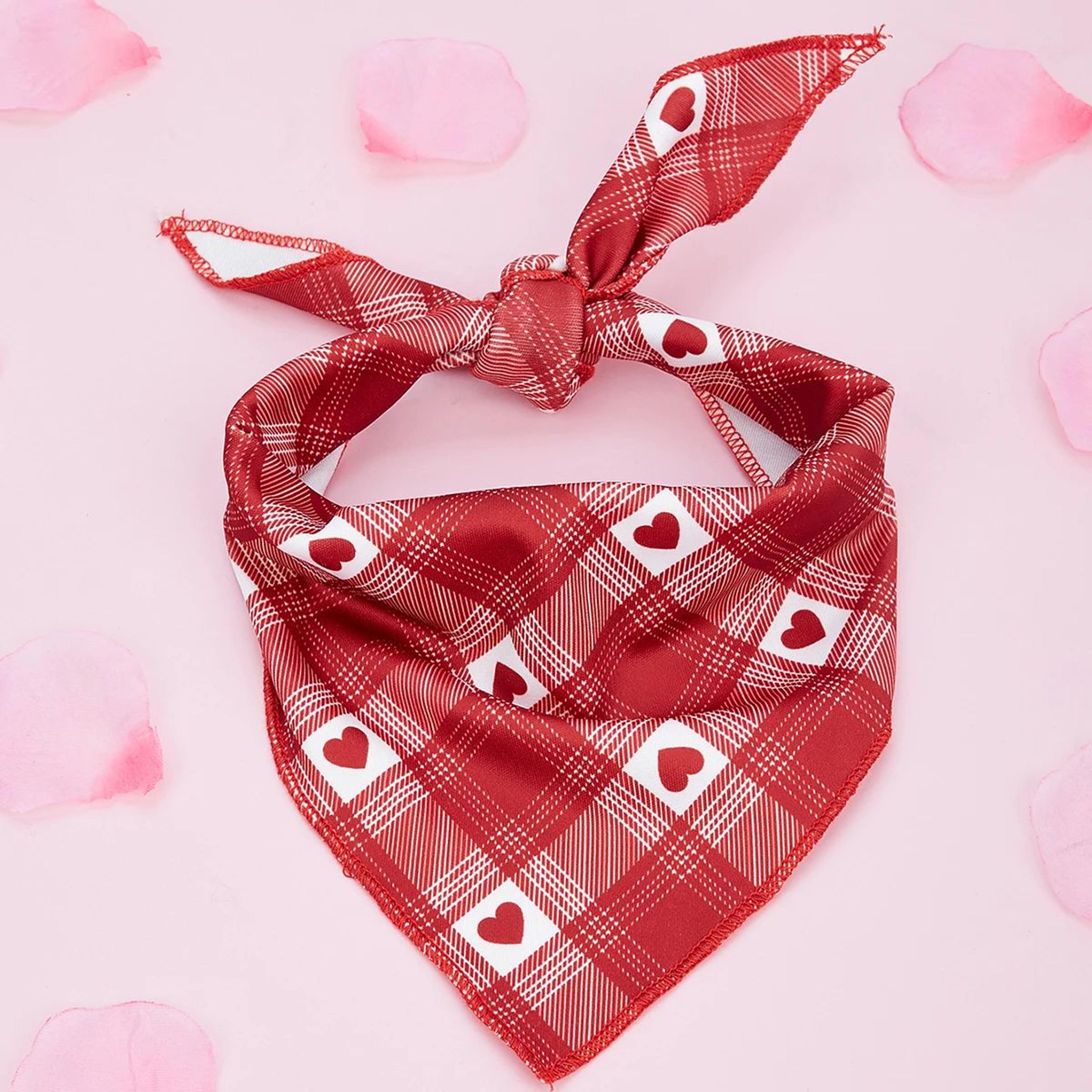 valentine hearts dog bandana – soft triangle pet scarf for small, medium & large dogs and cats