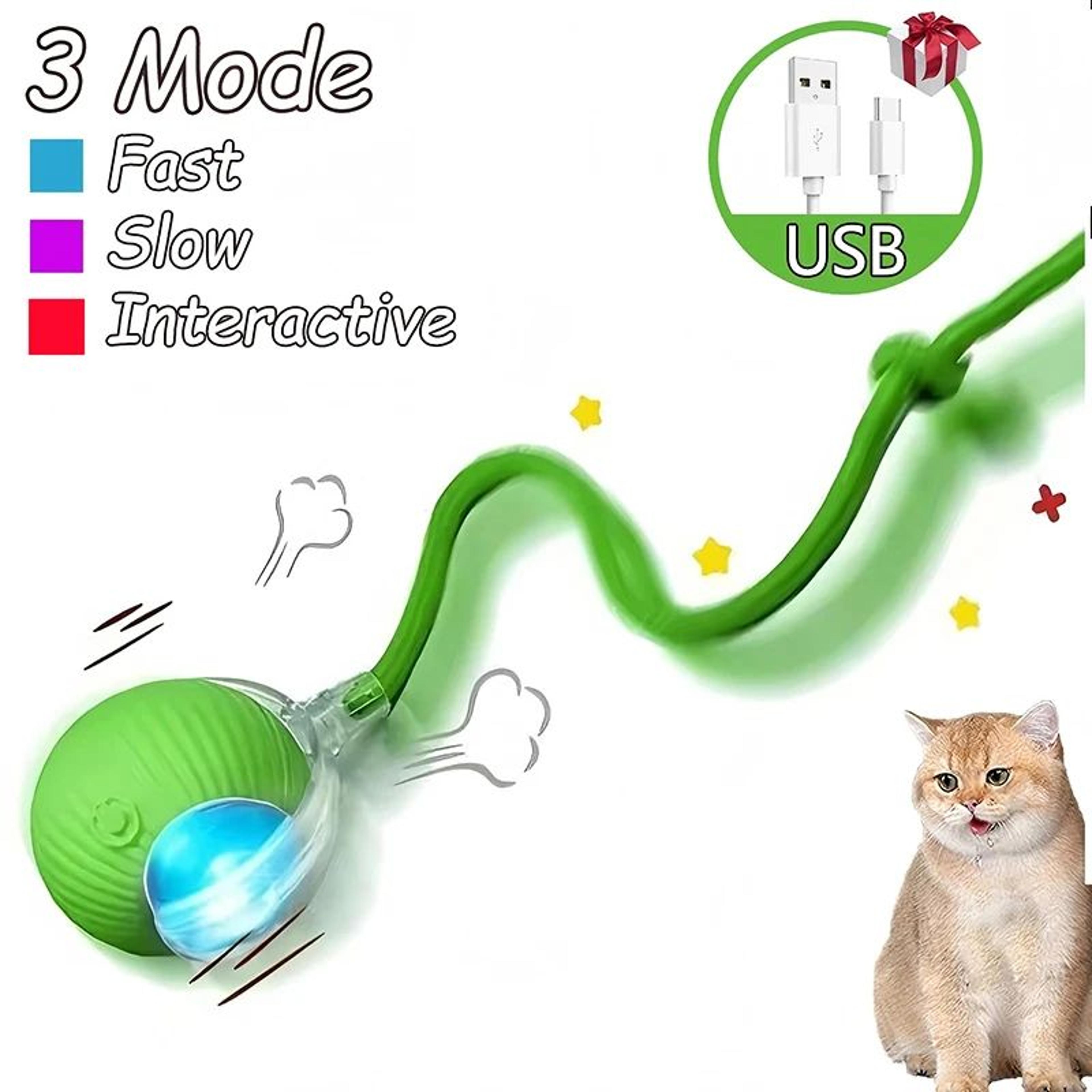 Rechargeable Smart Interactive Rolling Ball With Faux Tail  Automatic Cat  Dog Chase Toy 7