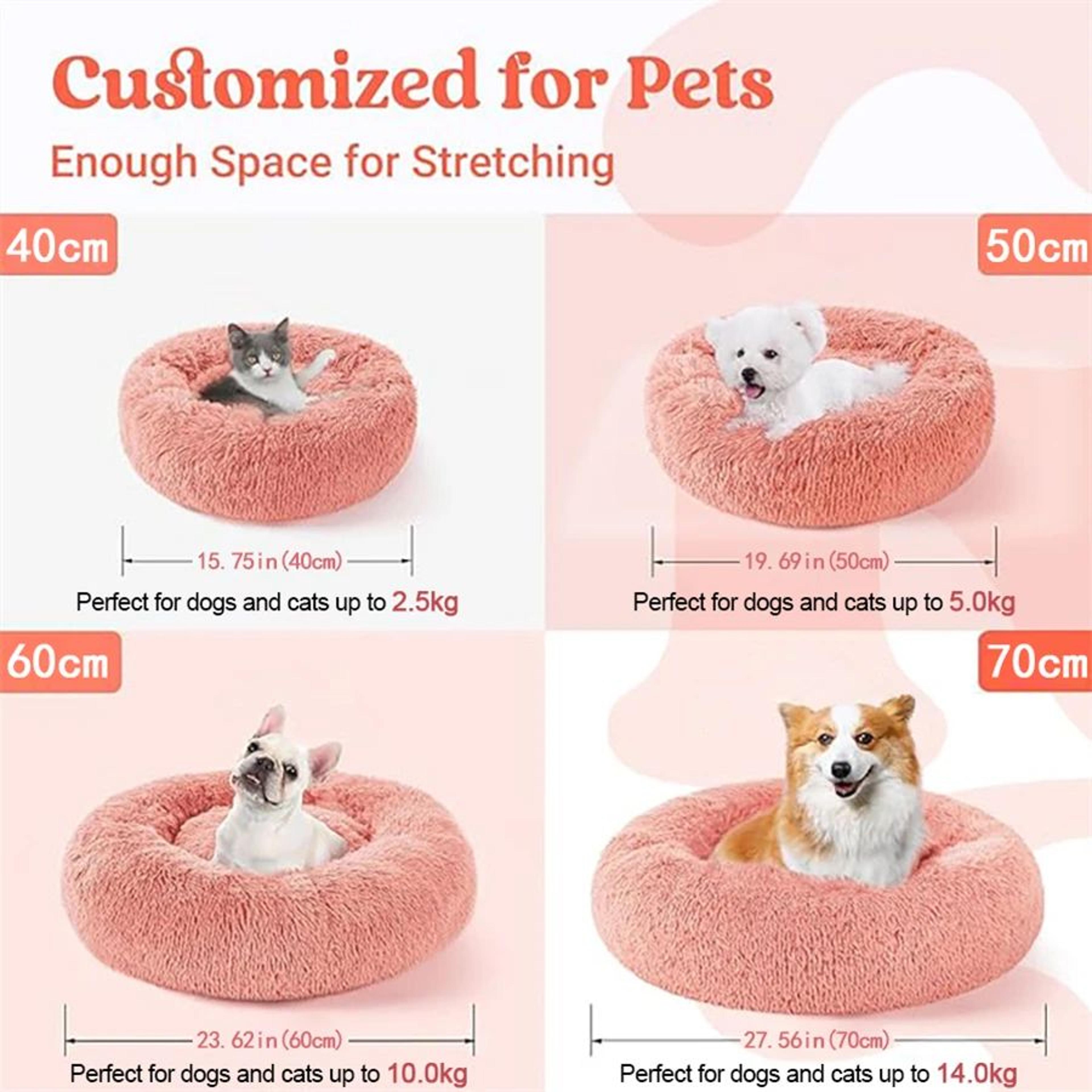 Calming Plush Donut Pet Bed  UltraSoft Faux Fur Washable Round Bed For Cats  Small To Medium Dogs 4