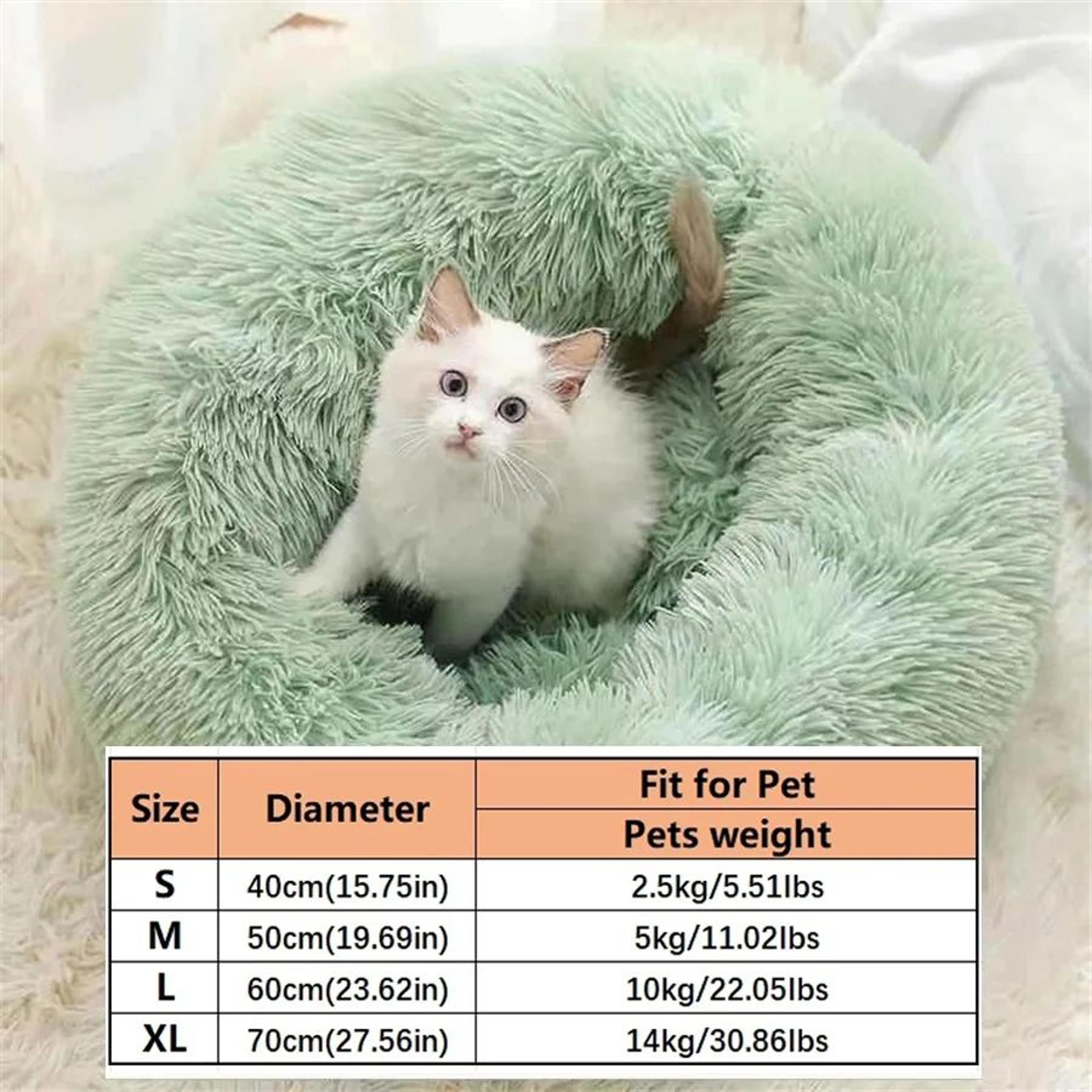 Calming Plush Donut Pet Bed  UltraSoft Faux Fur Washable Round Bed For Cats  Small To Medium Dogs 7