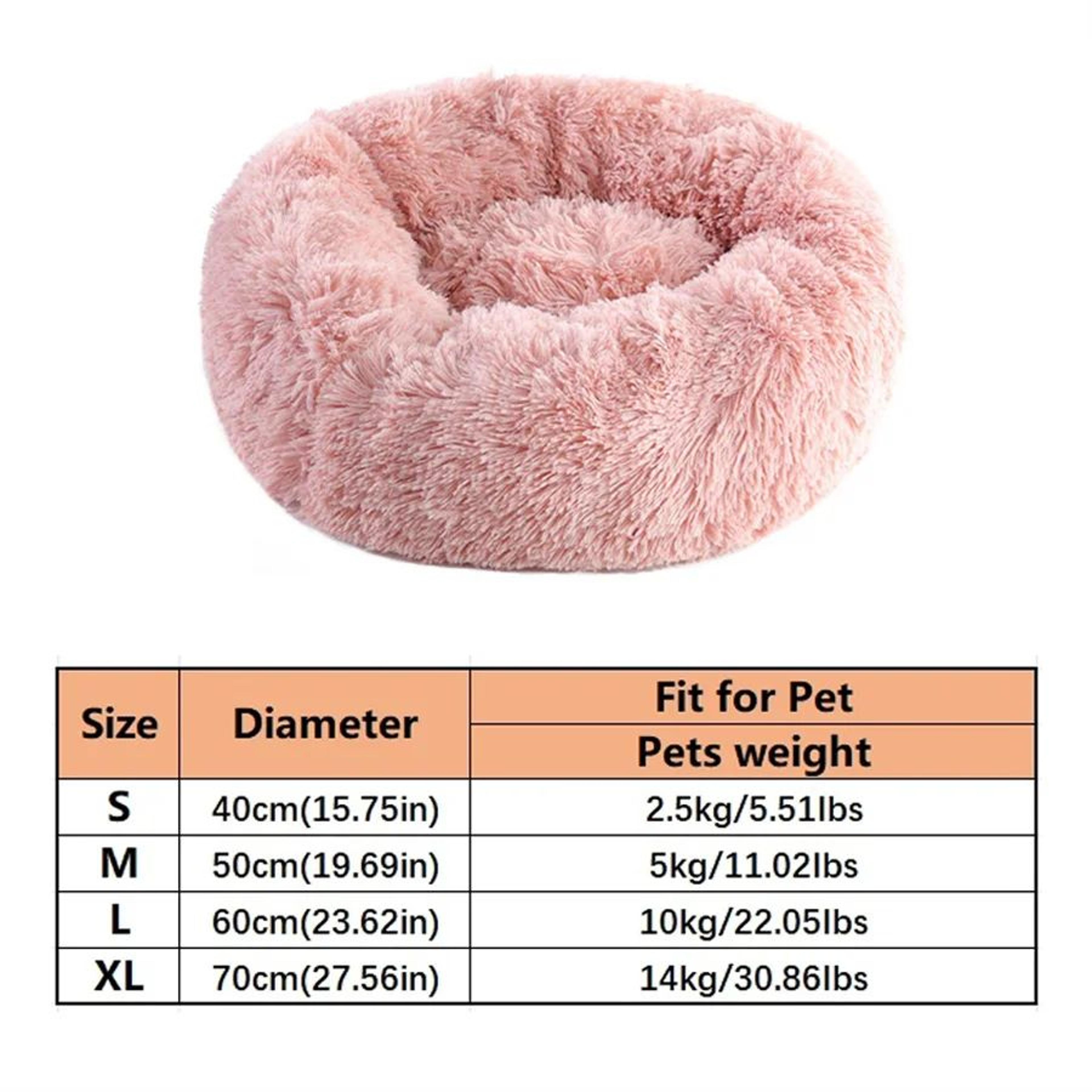 Calming Plush Donut Pet Bed  UltraSoft Faux Fur Washable Round Bed For Cats  Small To Medium Dogs 9