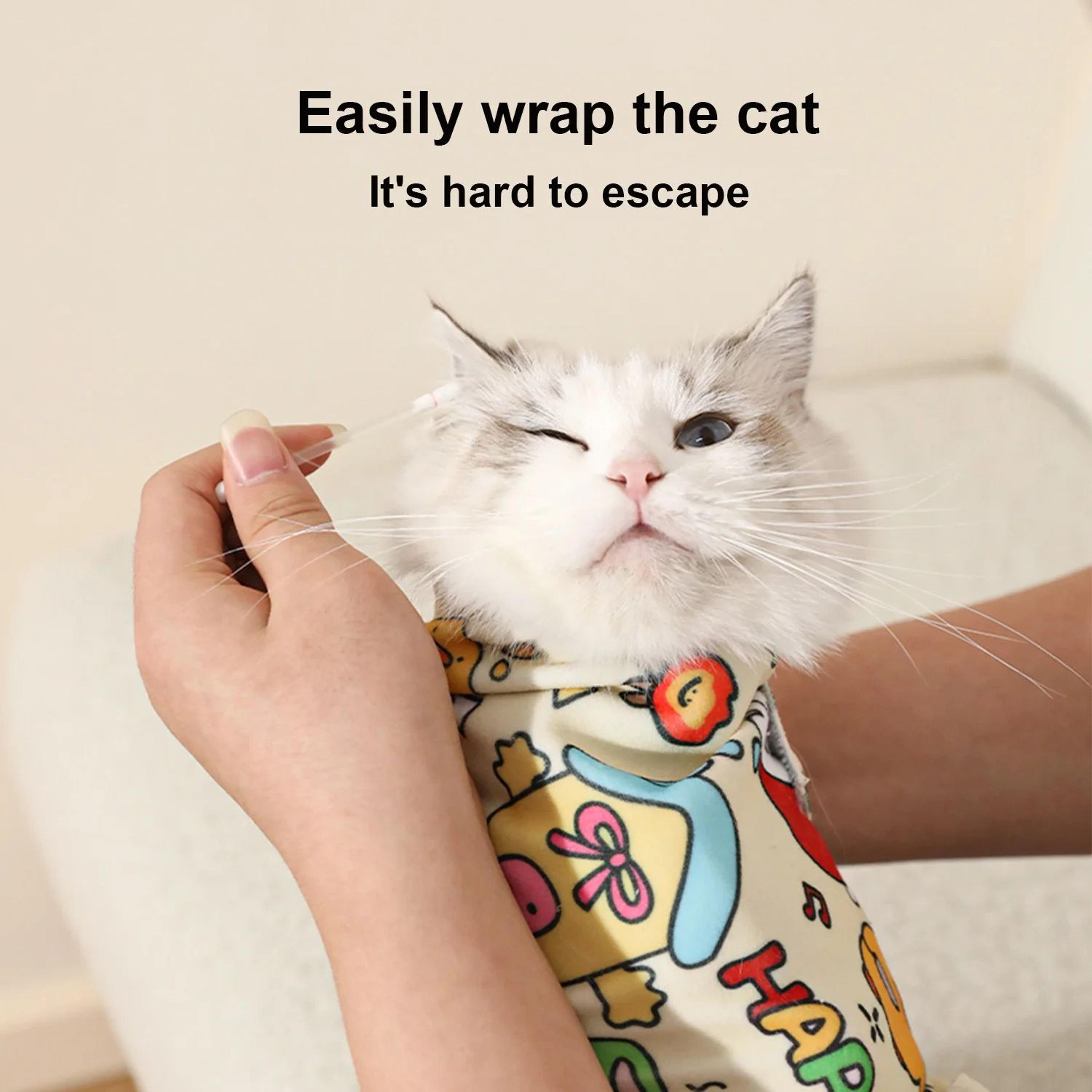 Cat Grooming Burrito Wrap  SelfAdhesive AntiBite  AntiScratch Restraint Swaddle For Safe Pet Care 1