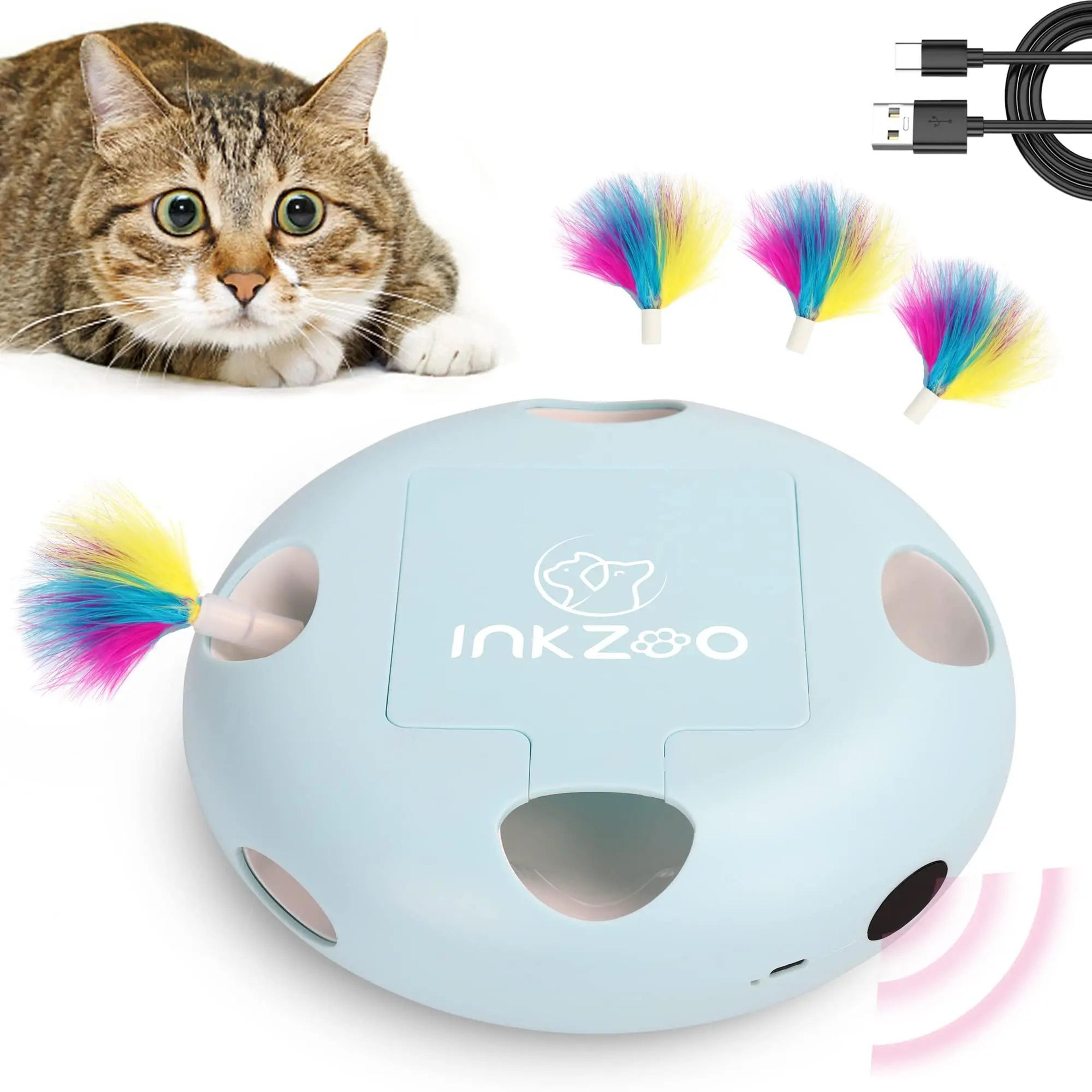 INKZOO 4in1 Interactive Cat Toy  Automatic WhackAMole Mouse Fluttering Butterfly  Track Ball Exerci 11