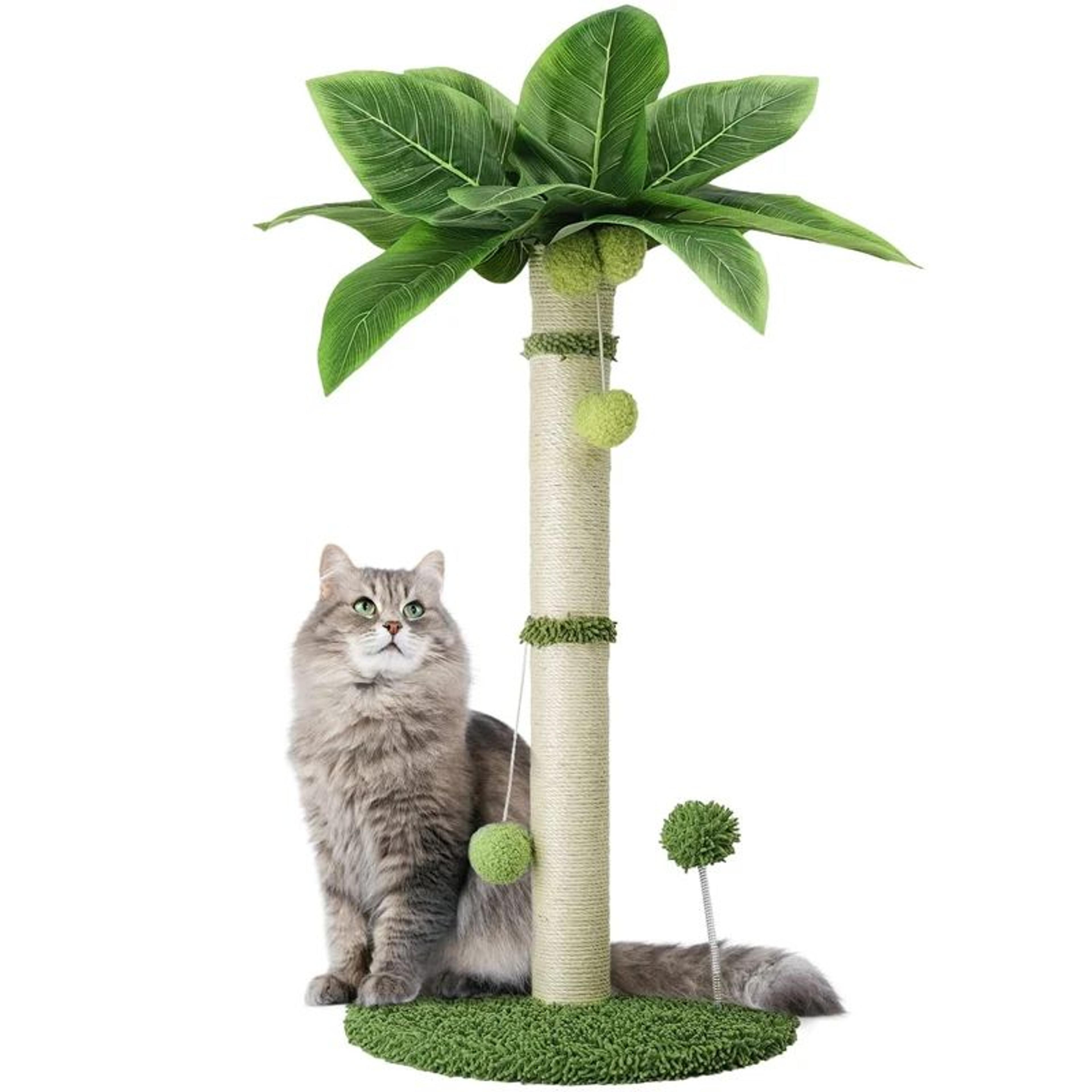 2559 In Tall Cat Scratching Post Tree  Premium Sisal Cat Scratcher With Interactive Hanging Ball To 4