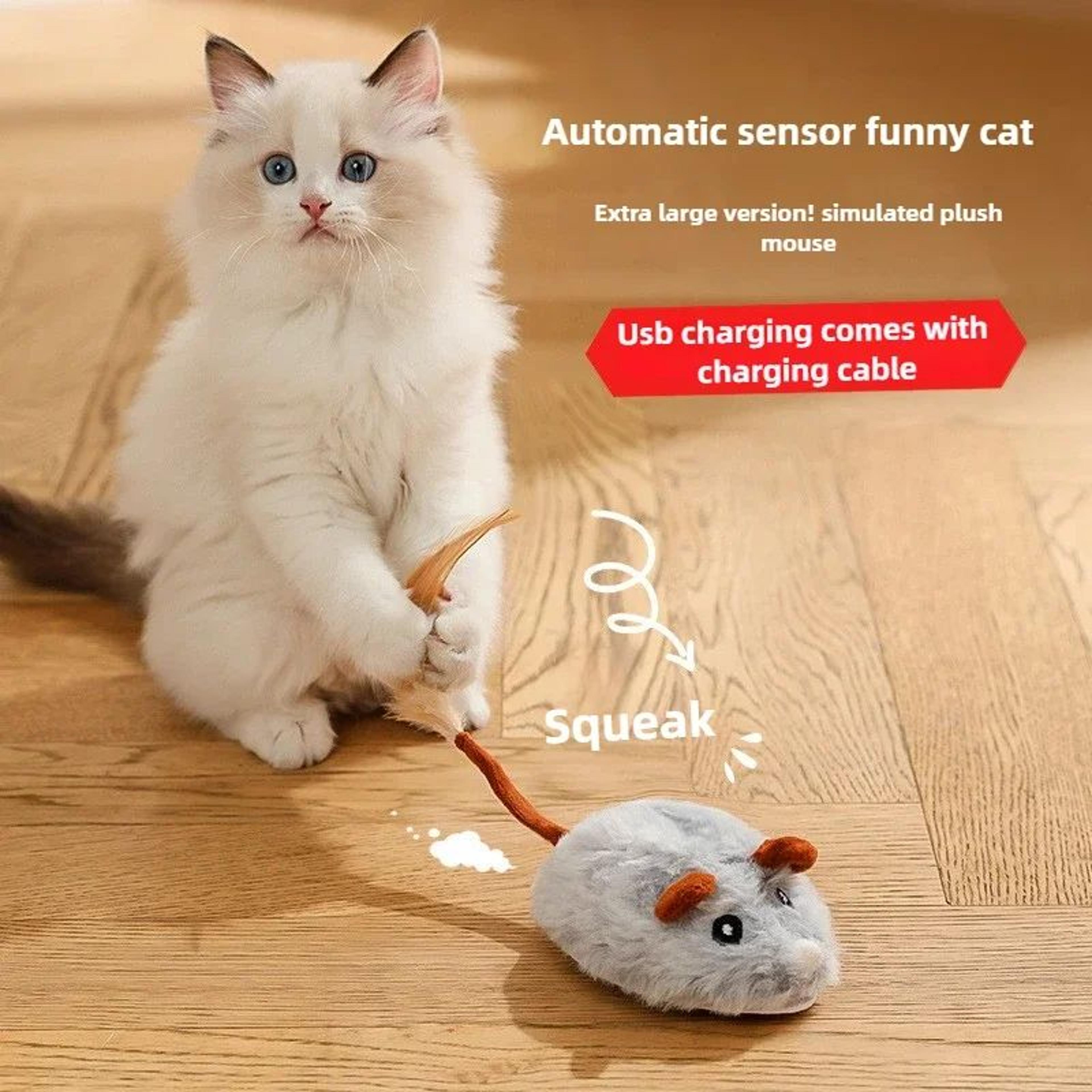 USB Rechargeable Interactive Electric Mouse Cat Toy  Smart Squeaky Automatic Hunting Toy For Indoor 0