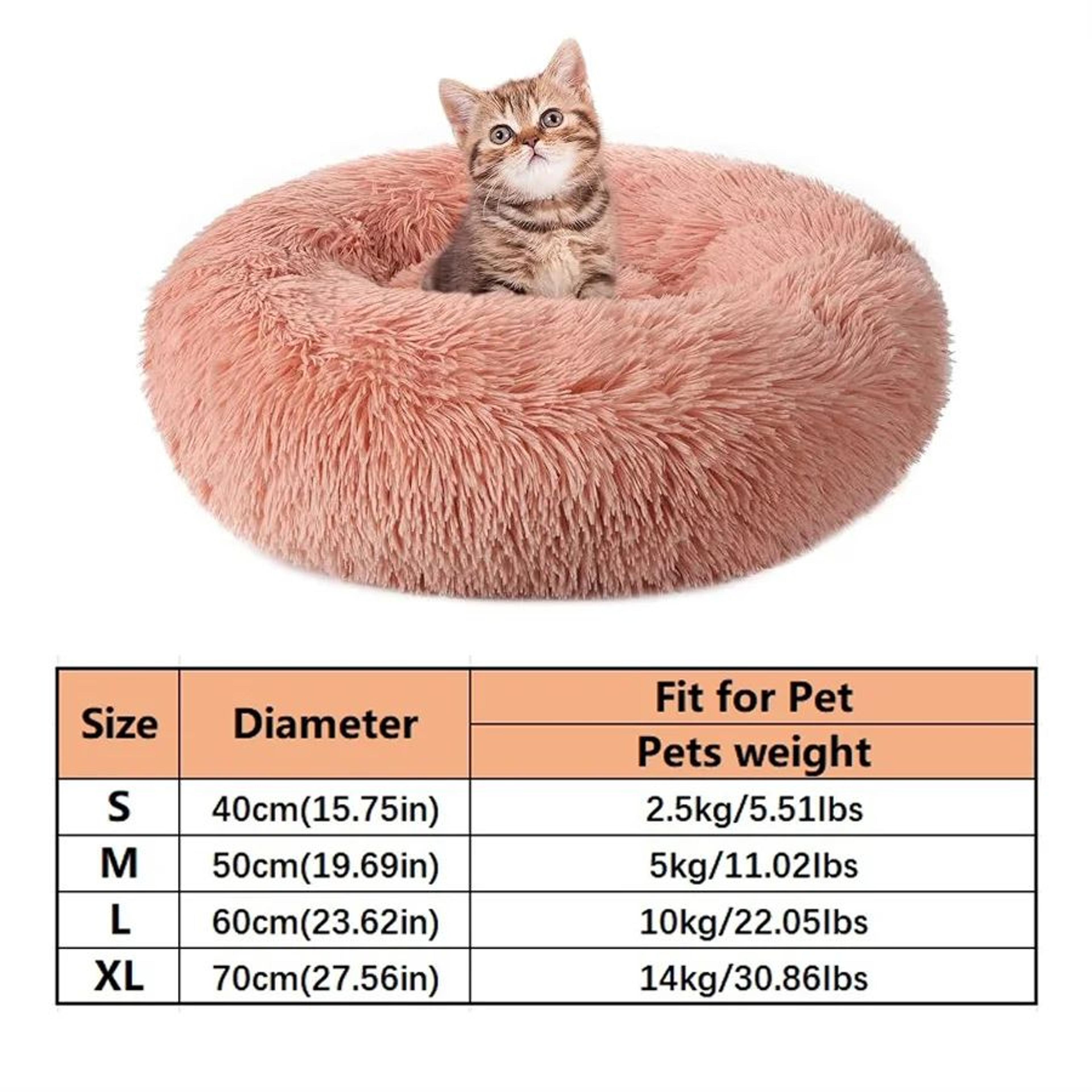 Calming Faux Fur Donut Dog  Cat Bed  Soft Plush AntiAnxiety Pet Sleeping Cushion For Small  Medium  9