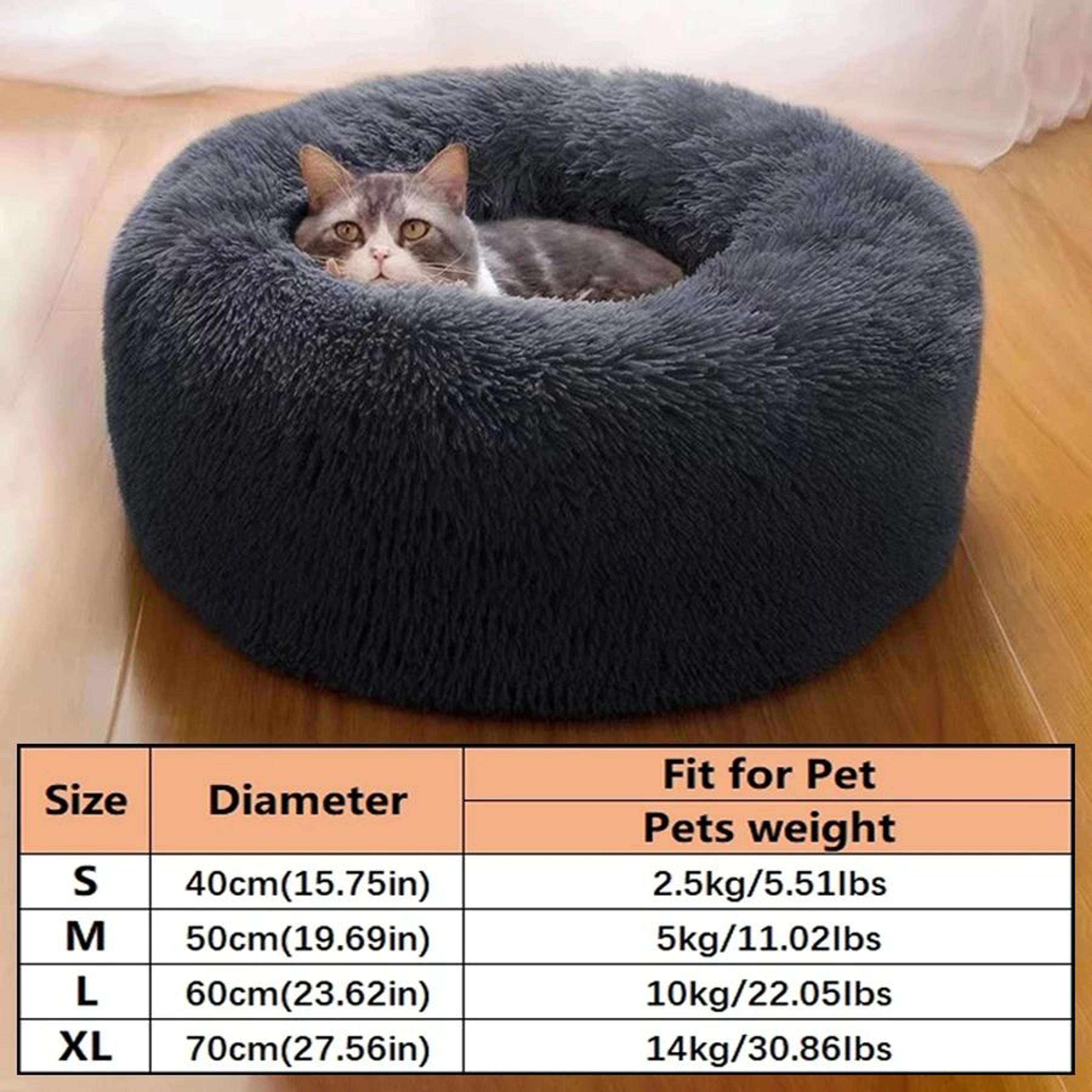 Calming Faux Fur Donut Dog  Cat Bed  Soft Plush AntiAnxiety Pet Sleeping Cushion For Small  Medium  6