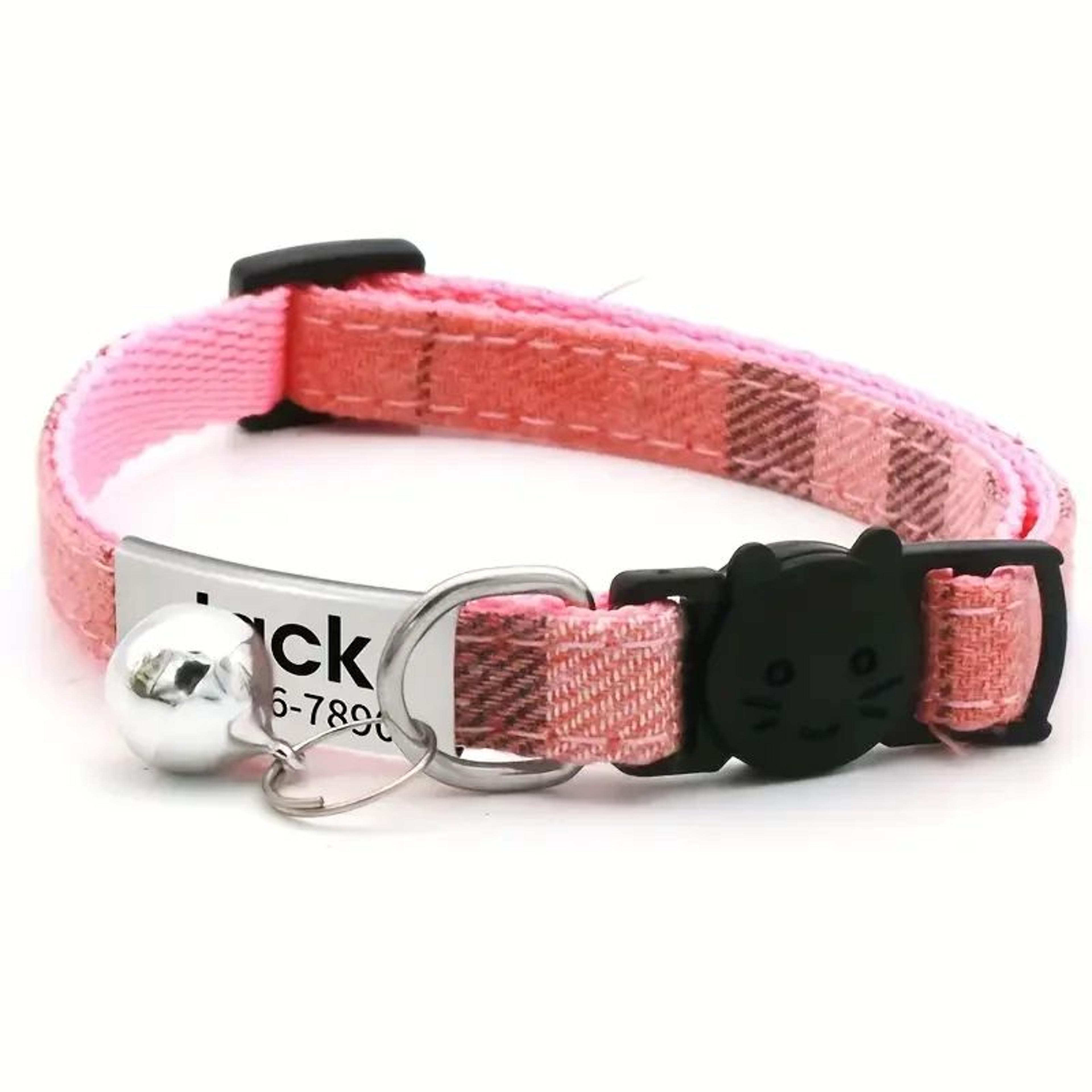 Custom Engraved Plaid Pet Collar  Adjustable Breakaway Cat  Puppy Collar With Personalized ID Tag A 10