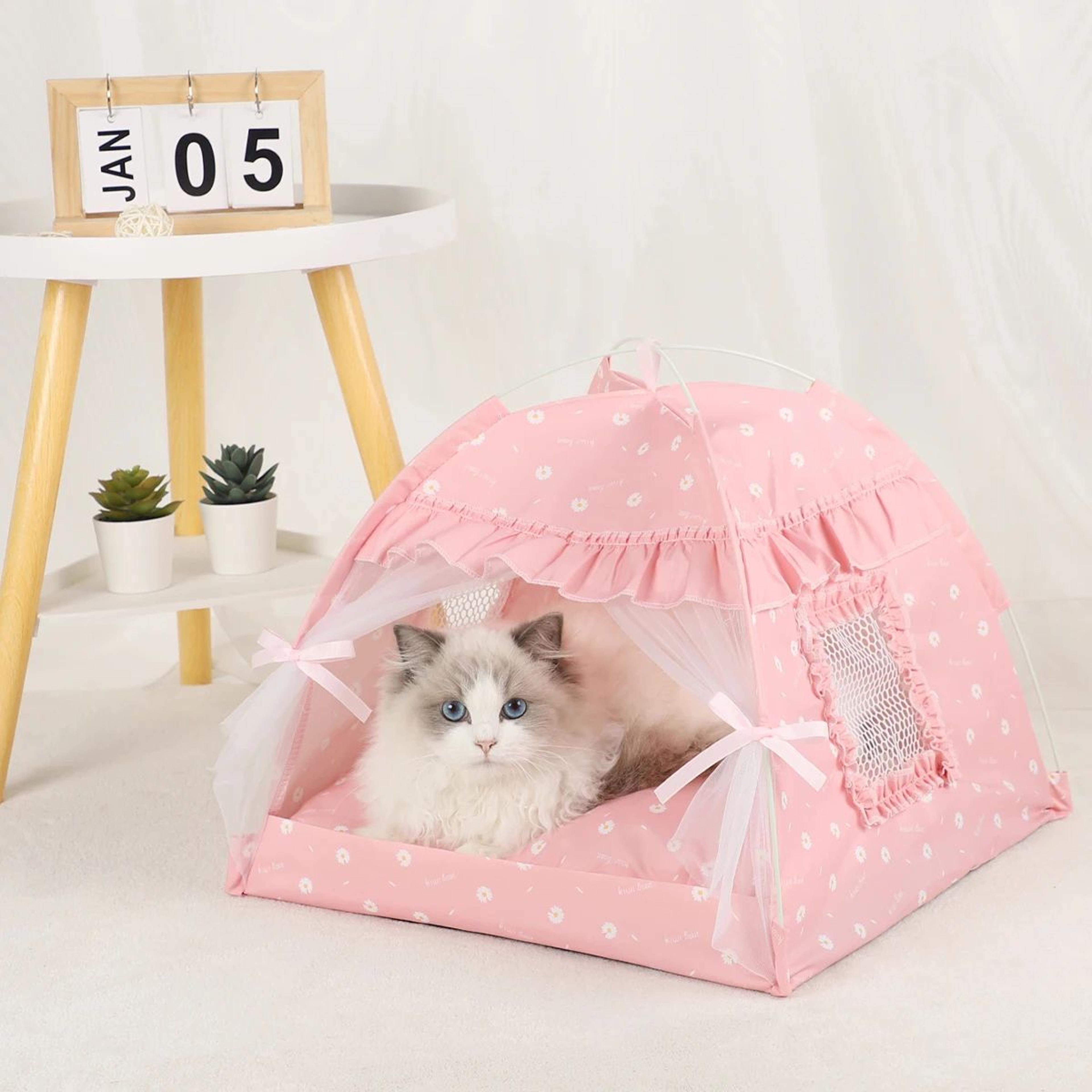 Cozy Cave Pet Tent Bed  Warm Plush Cat  Small Dog Hideaway House With Cushioned Sleeping Nest 11