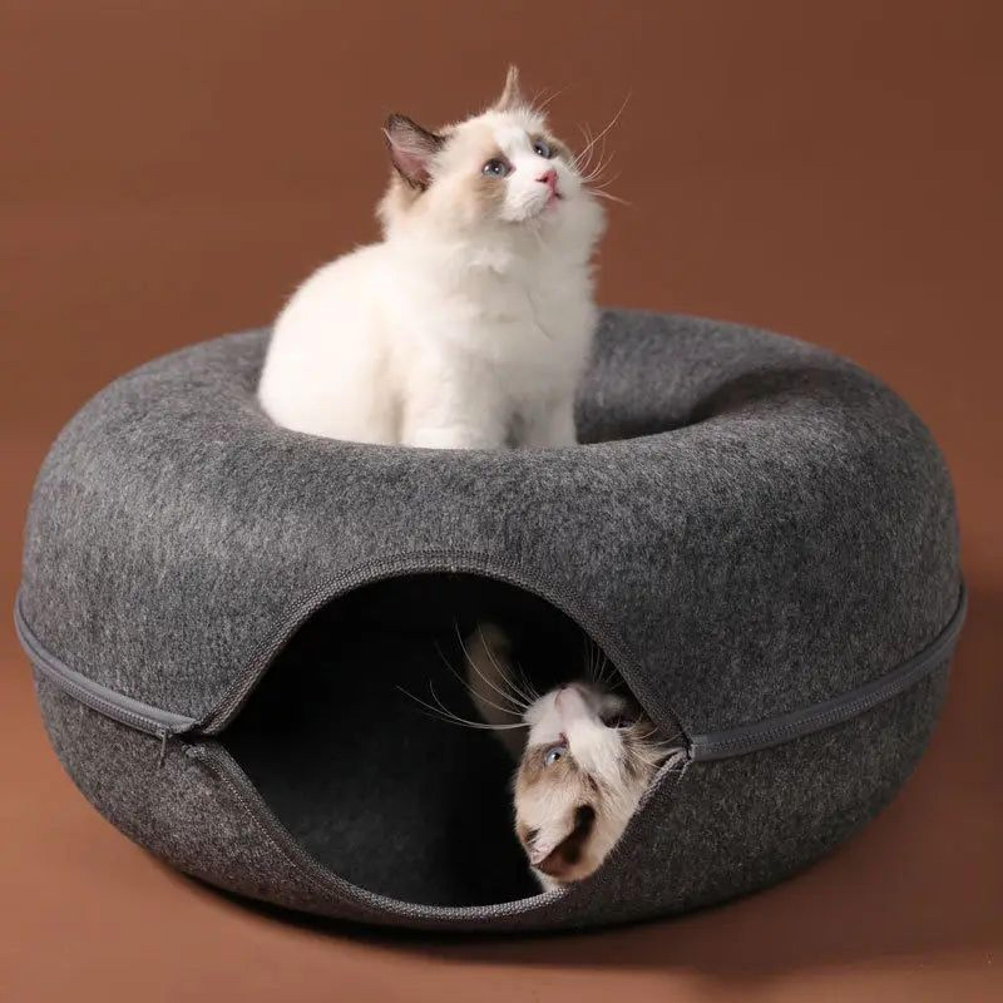 Donut Felt Cat Tunnel Bed  Foldable Interactive Cat Cave House  Play Tunnel Toy 3