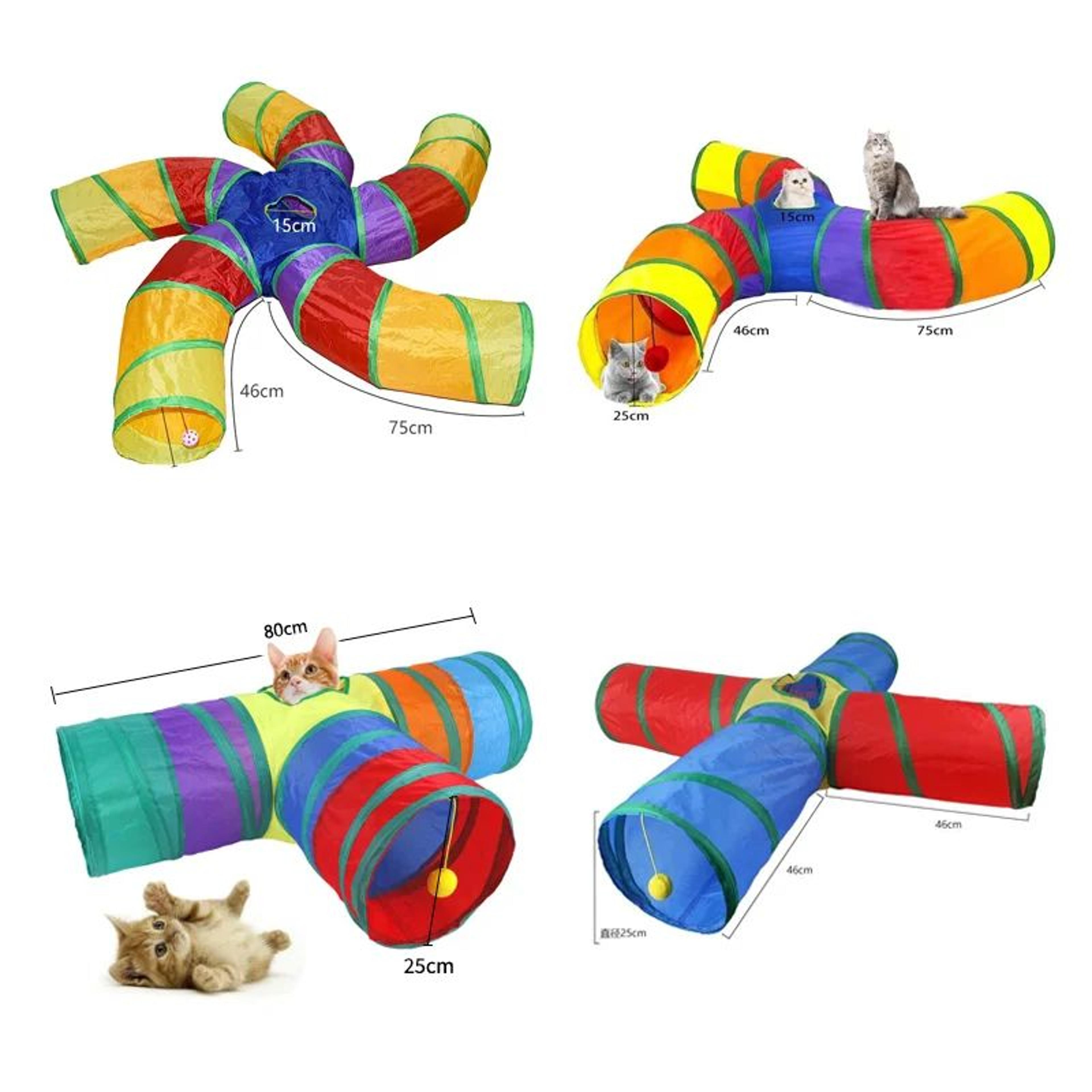 Rainbow Collapsible Cat Tunnel  Interactive Hide  Seek Play Tube For Cats Kittens  Puppies 4