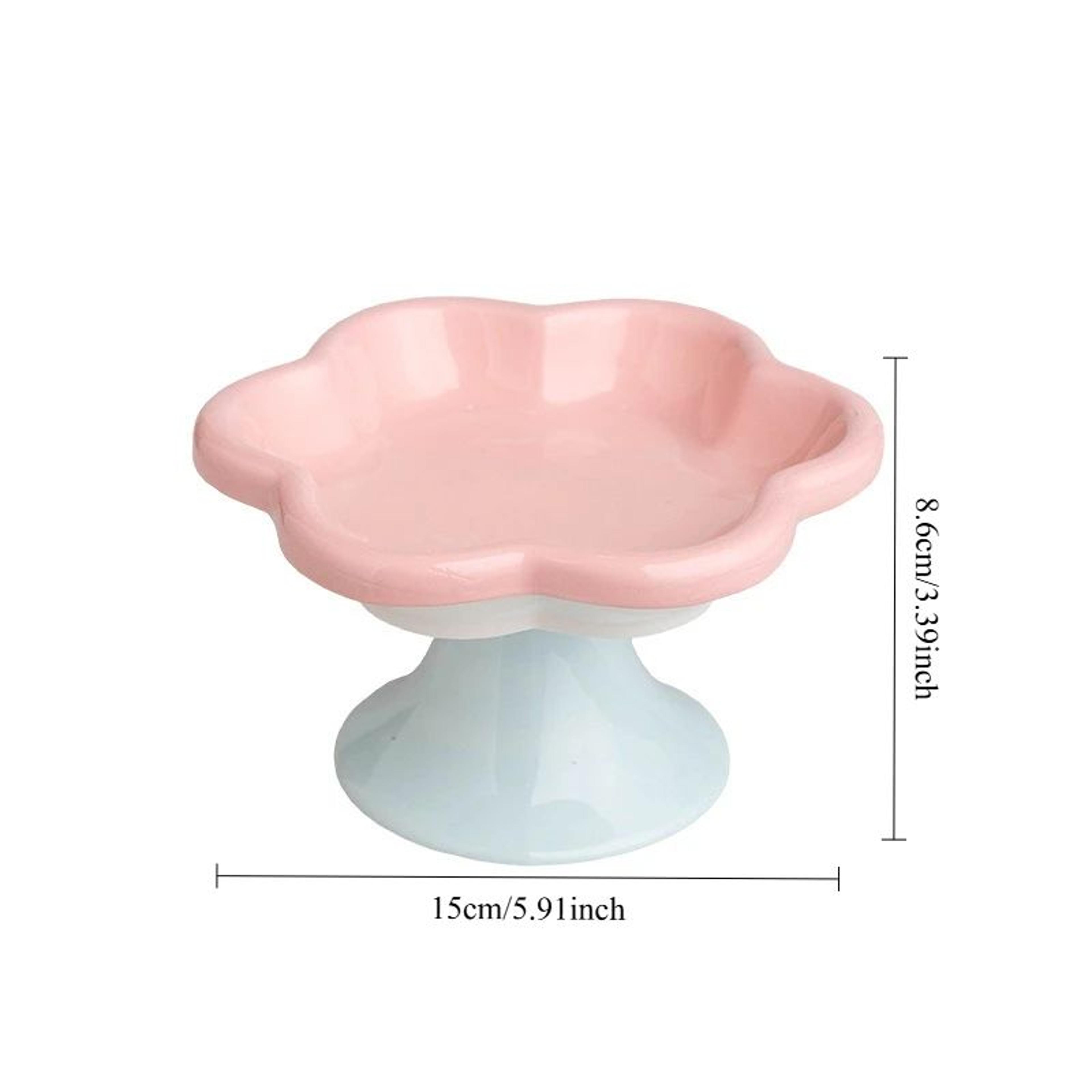 Ceramic Elevated Cat Bowl With Stand  Raised Flower Pet Food  Water Dish For Neck Protection 5