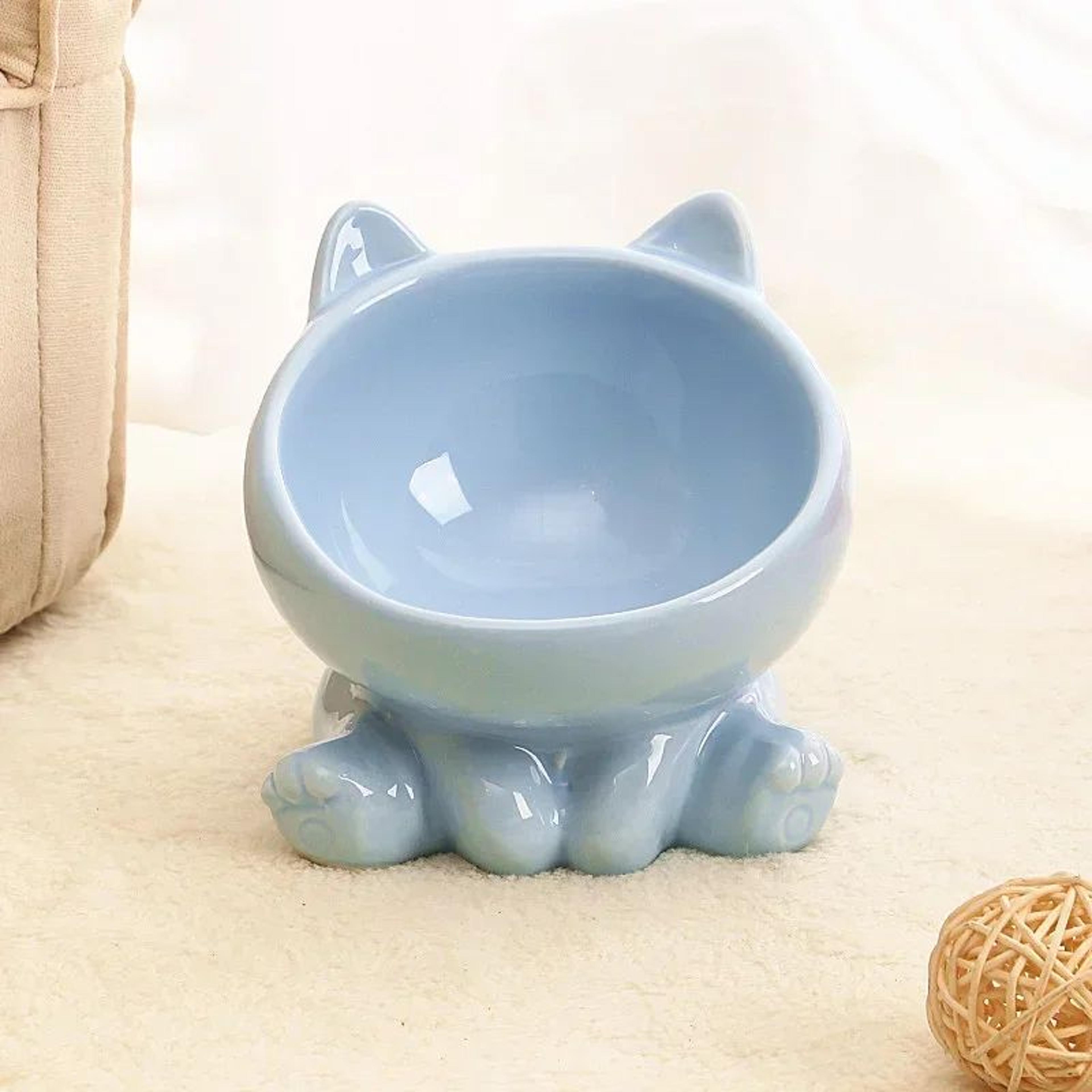 Ceramic Elevated Pet Bowl  Tilted HighFoot Food  Water Dish For Cats  Small Dogs 5