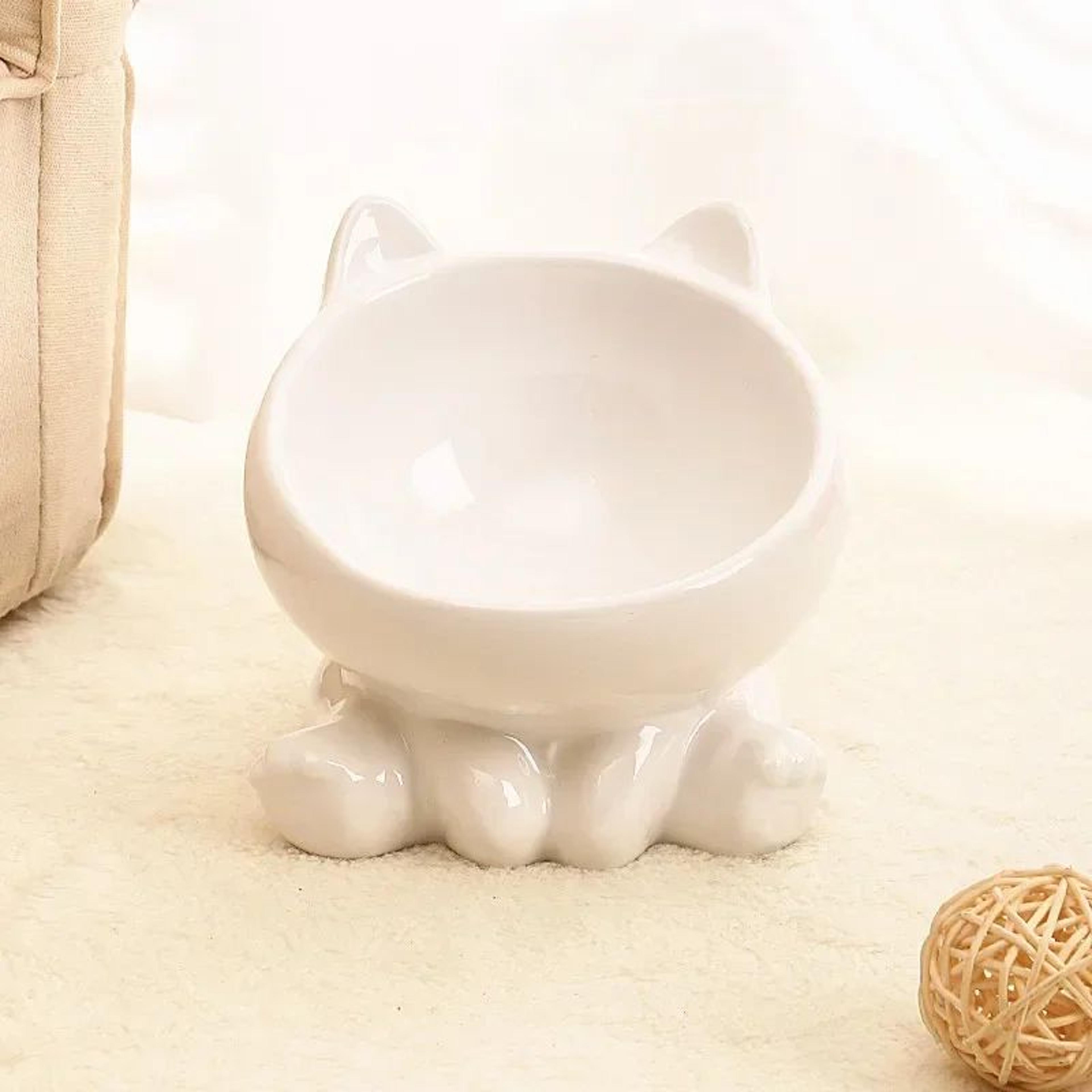 Ceramic Elevated Pet Bowl  Tilted HighFoot Food  Water Dish For Cats  Small Dogs 13