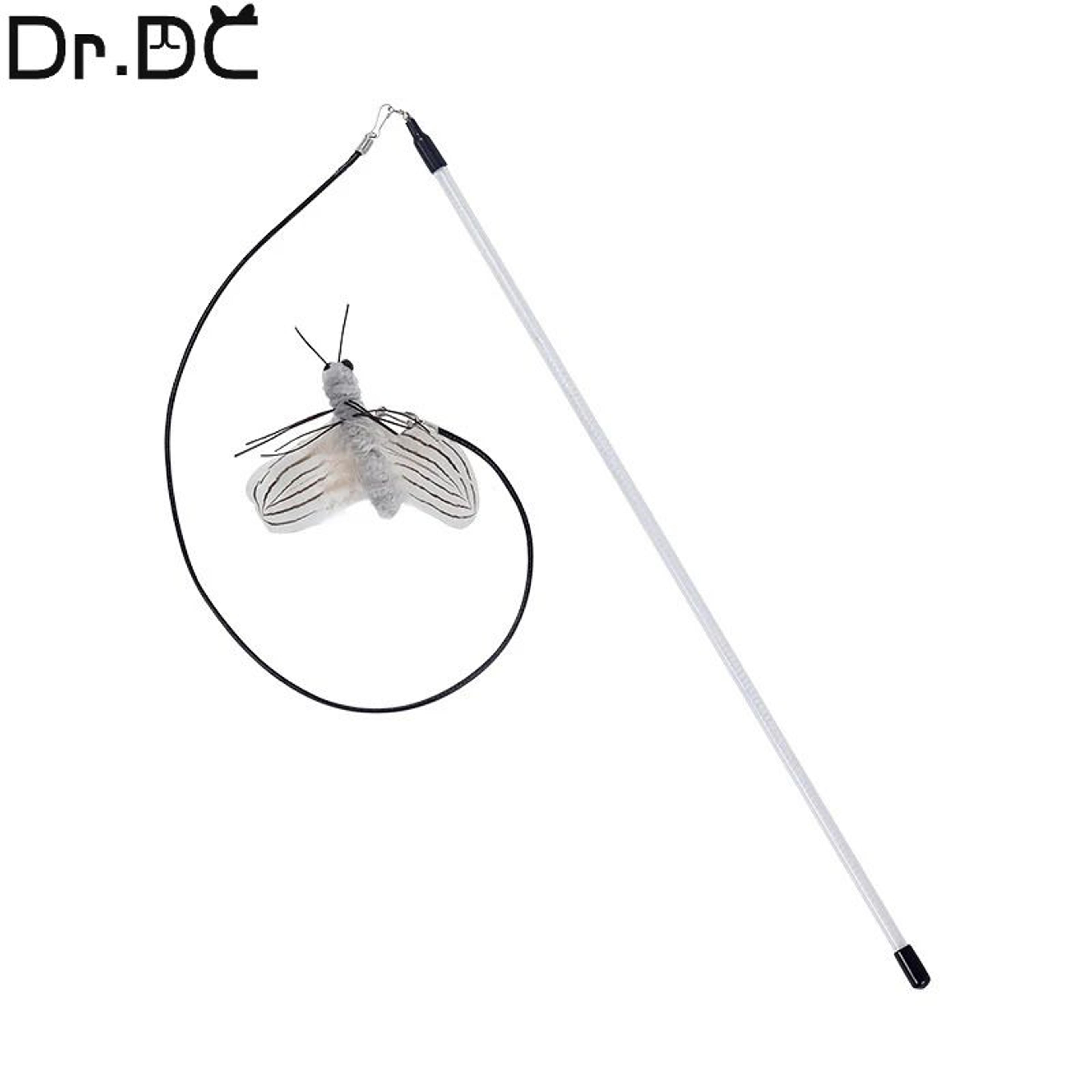Dragonfly Feather Cat Teaser Wand  Interactive Cat Stick Toy With Replaceable Head  Flexible Wire 4