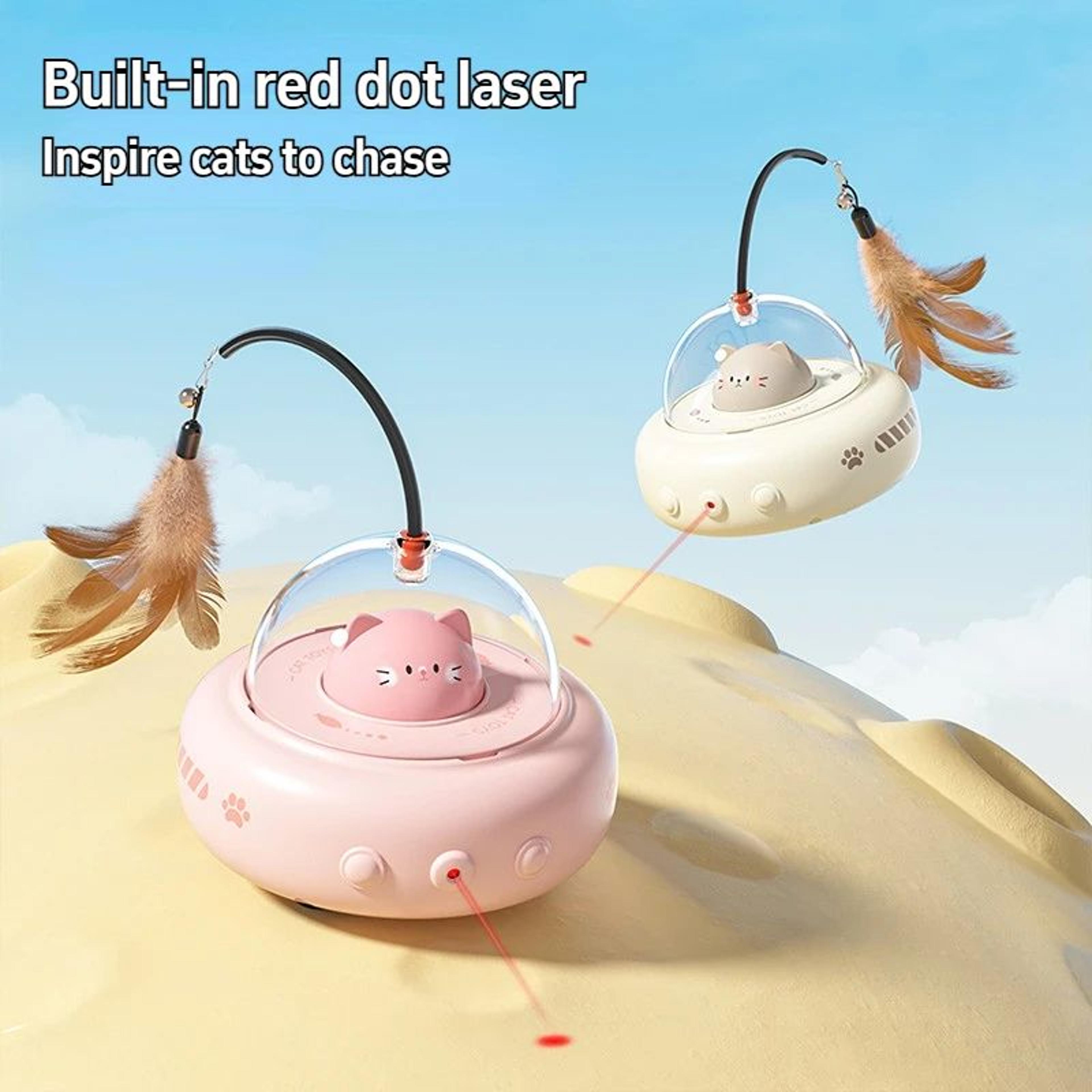 Smart UFO Interactive Cat Teaser Toy  Electric Feather Wand With Bell  Auto Play Training System 2