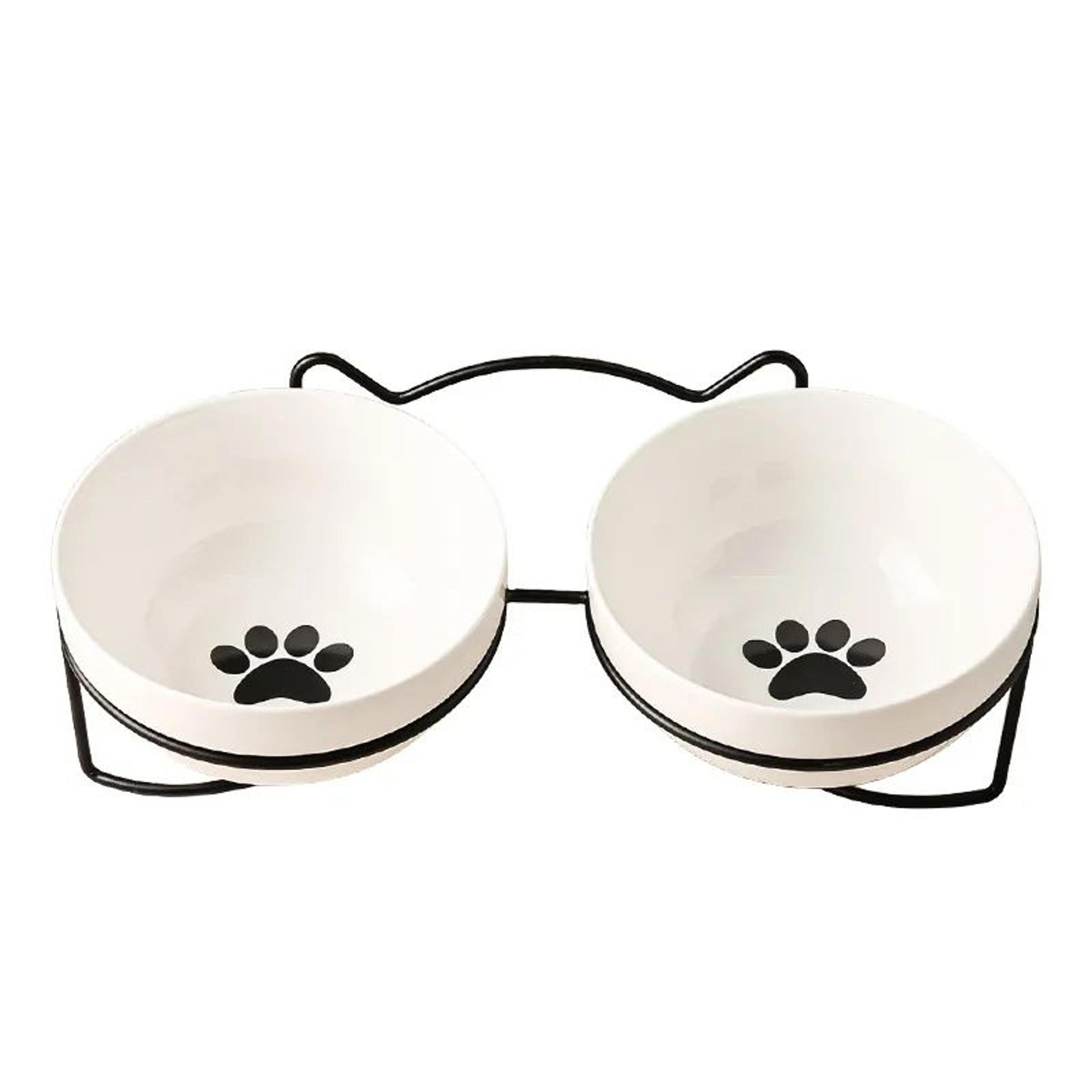 Ceramic Double Elevated Pet Bowl  Cervical Support Food  Water Feeder For Cats  Small Dogs 8