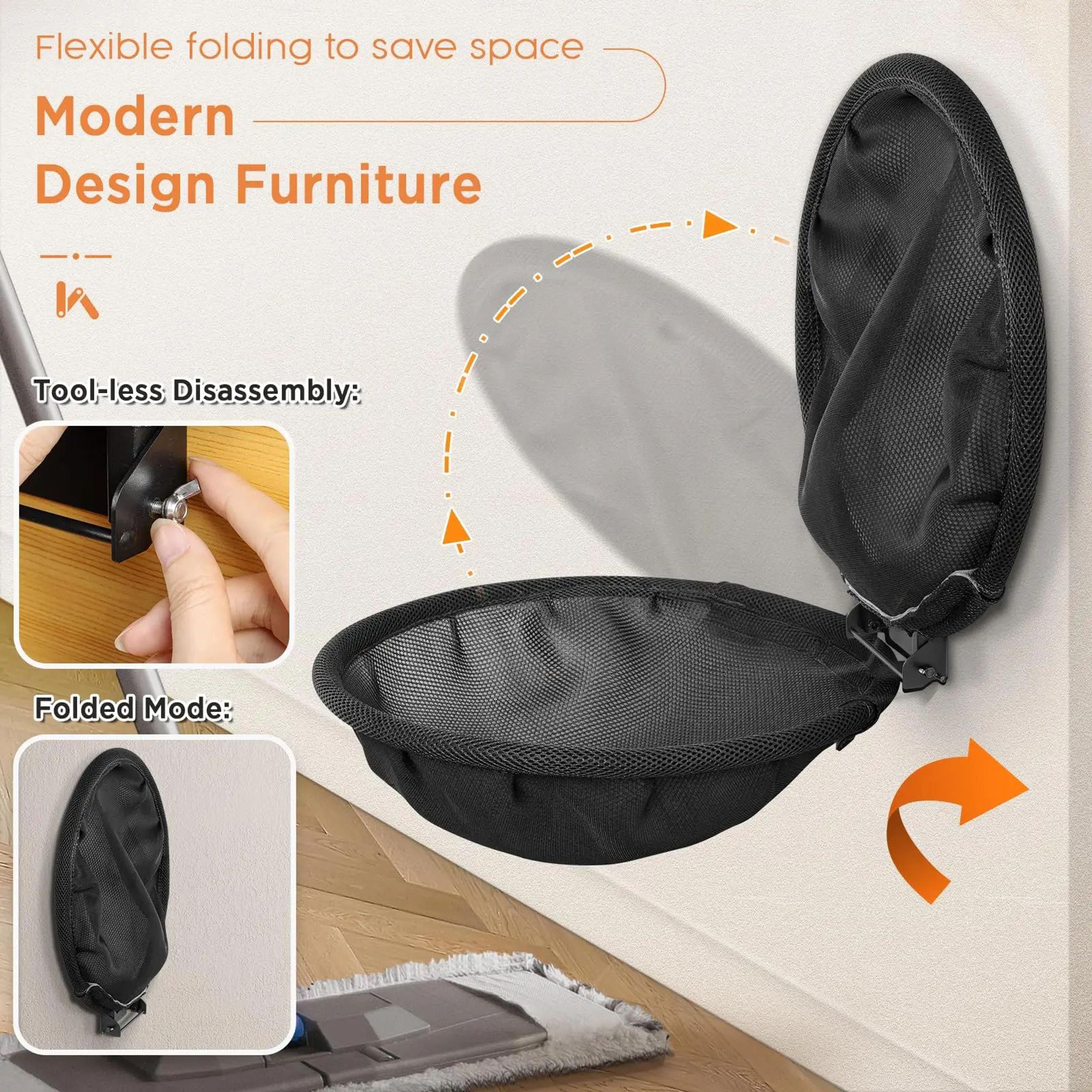 WallMounted Foldable Cat Hammock Shelf  Breathable Fiber Cat Bed  Climbing Lounge 2