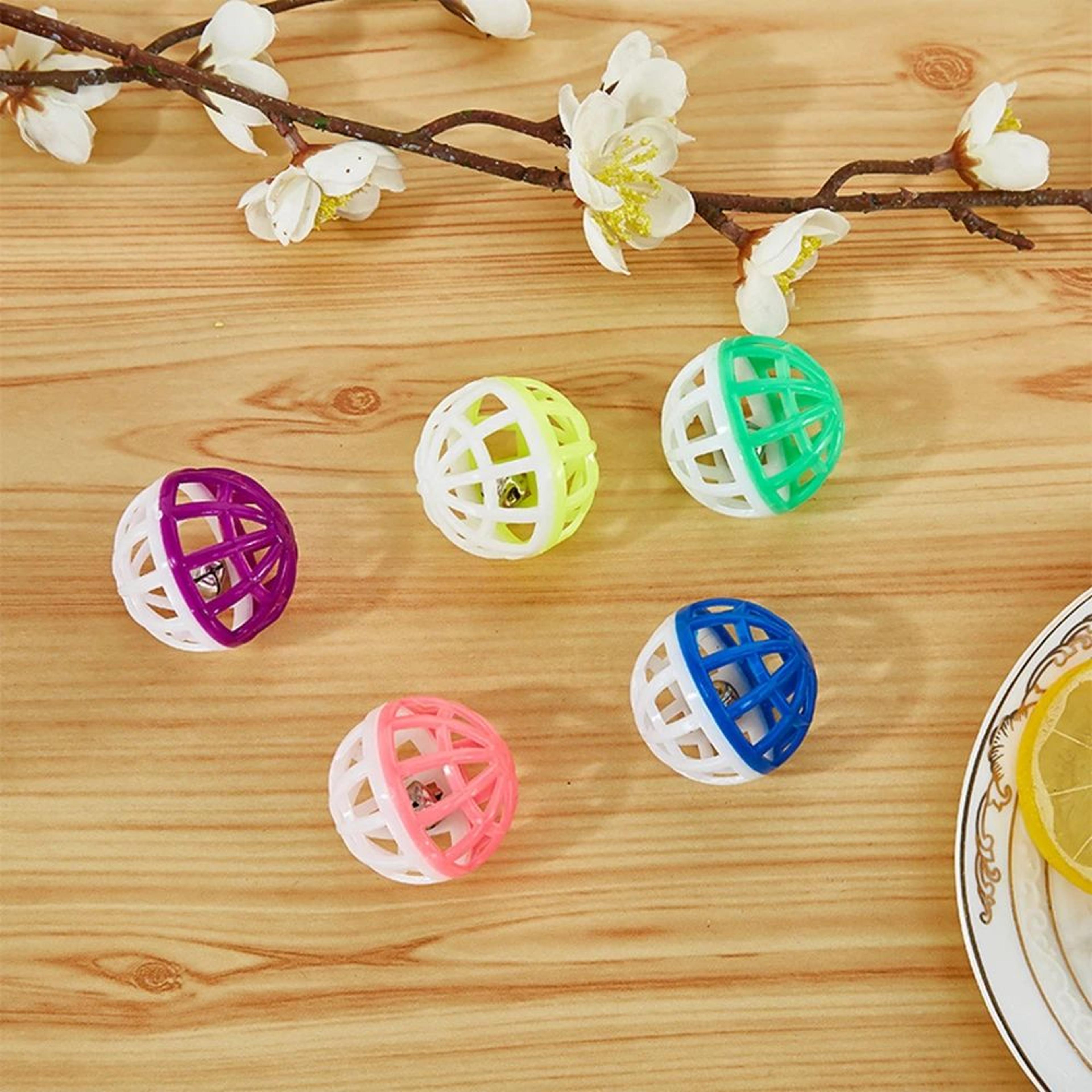 Hollow Plastic Cat Bell Ball Toy  Interactive Kitten Training Throw Ball 3