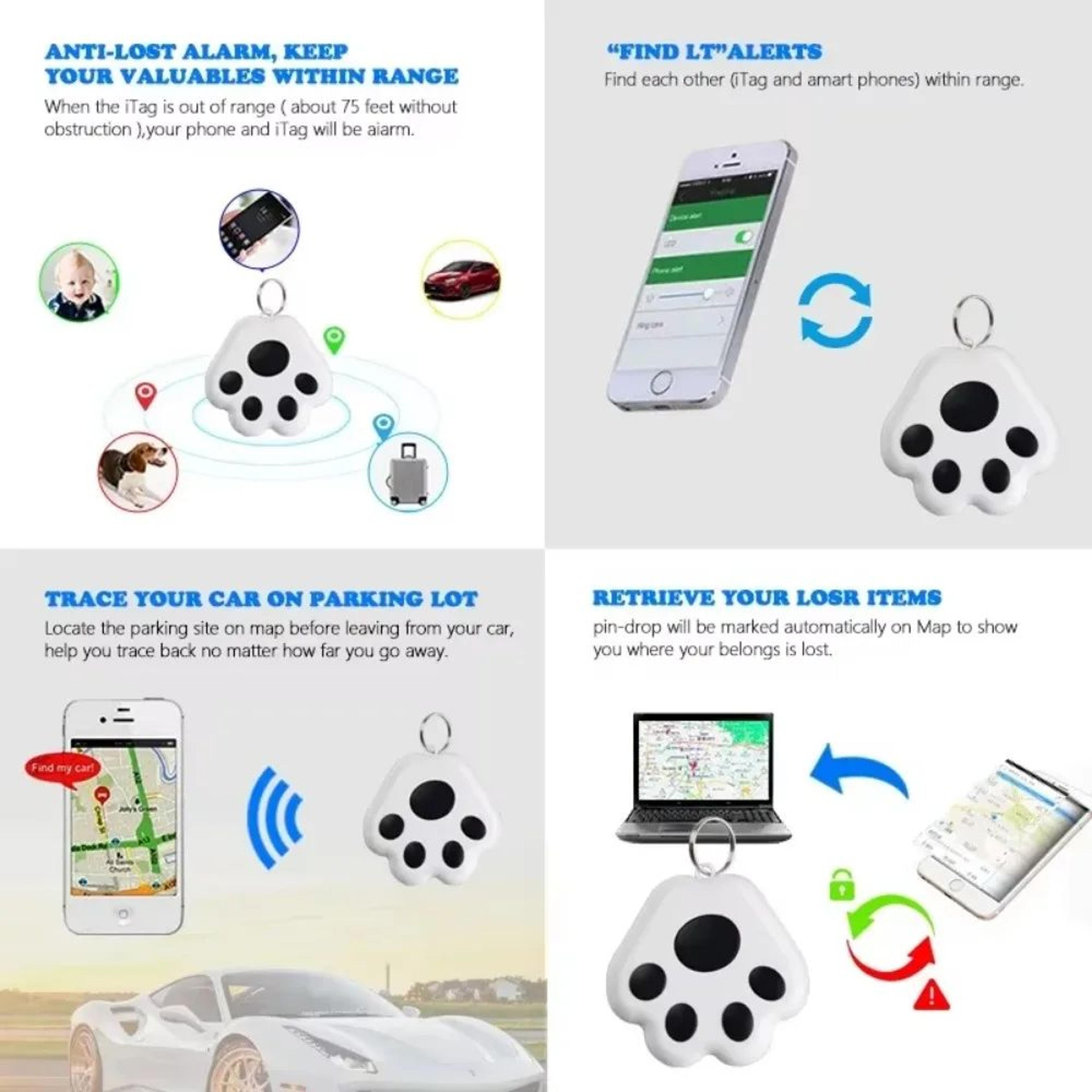 Dog Paw Bluetooth GPS Tracker  Smart AntiLost Locator For Pets Kids Keys  Valuables 2
