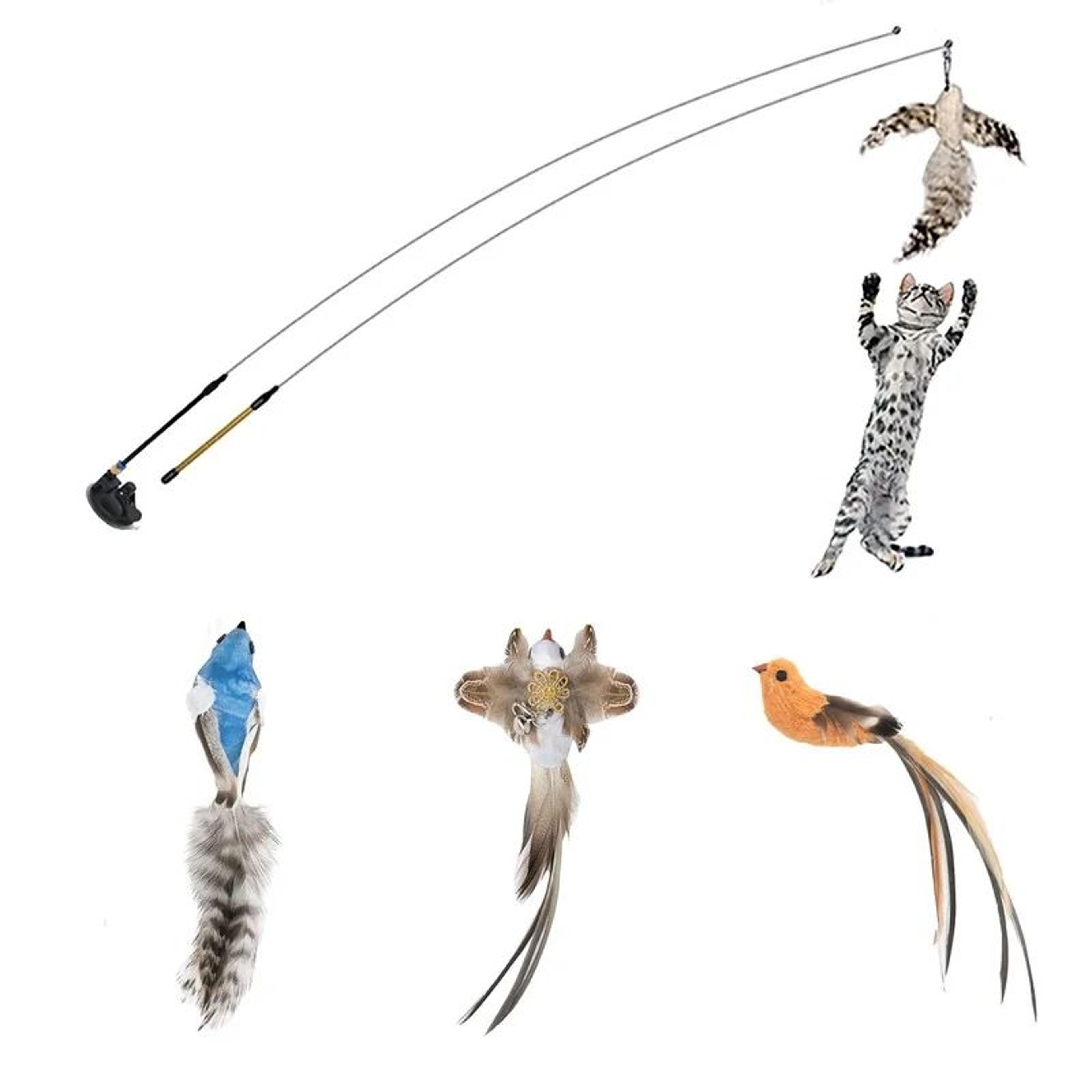 Simulation Bird Cat Teaser Wand Toy  Interactive Feather Bird Toy With Bell  Strong Suction Cup For 5
