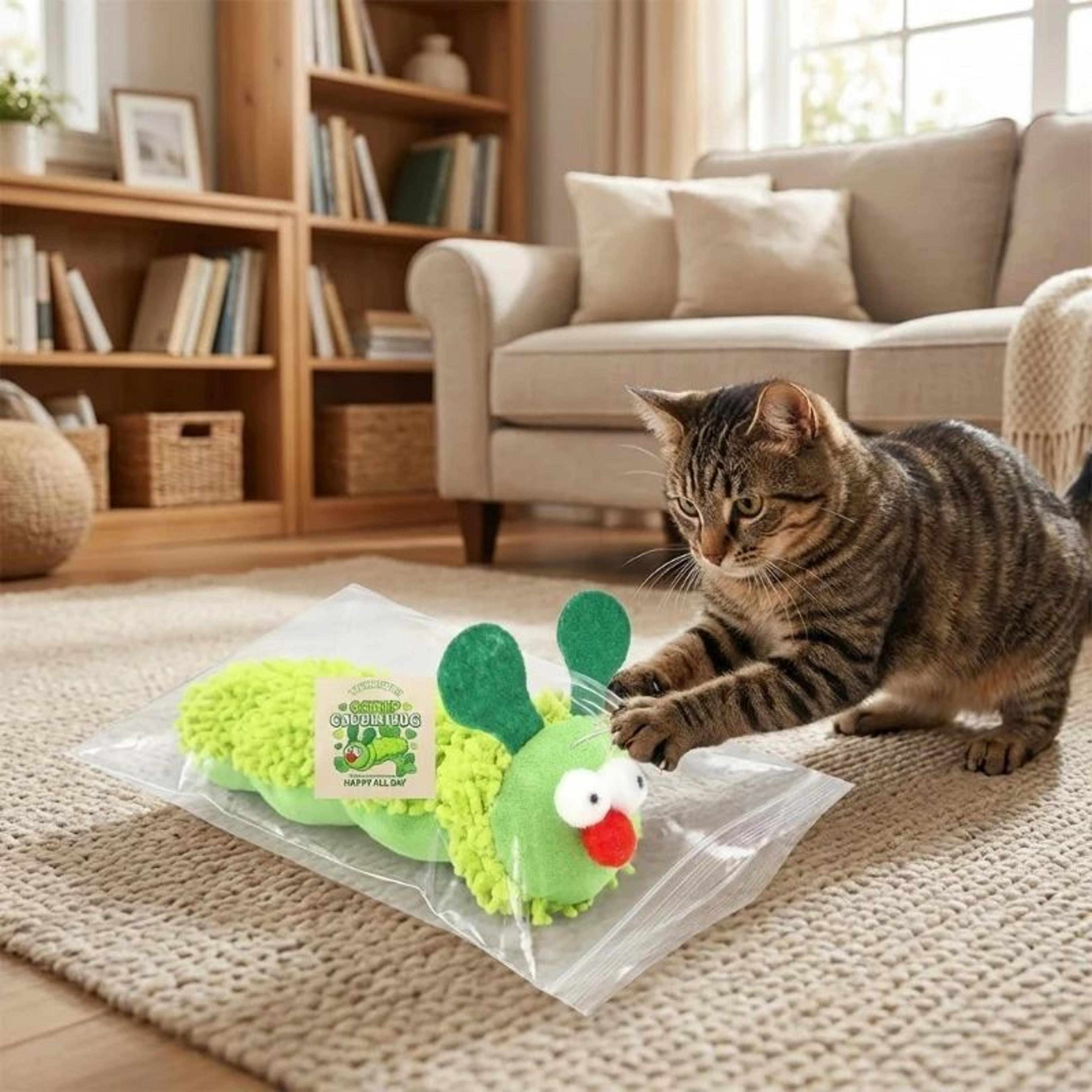 Catnip Caterpillar Plush Cat Toy  Interactive Silvervine Chew Toy For Teeth Cleaning  Anxiety Relie 0