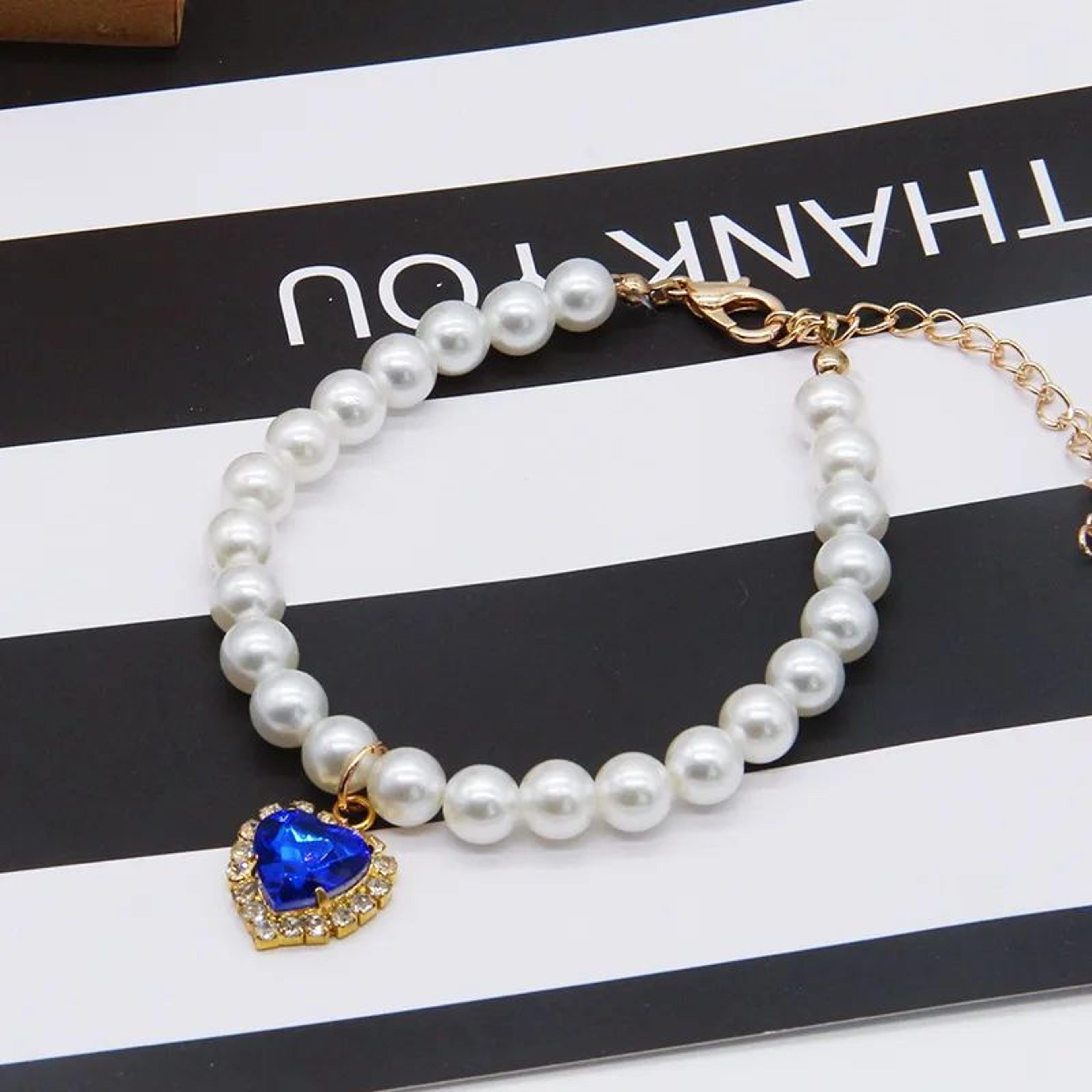 Elegant Pearl Cat Collar Necklace  Adjustable Faux Pearl Pet Collar For Cats  Kittens 6