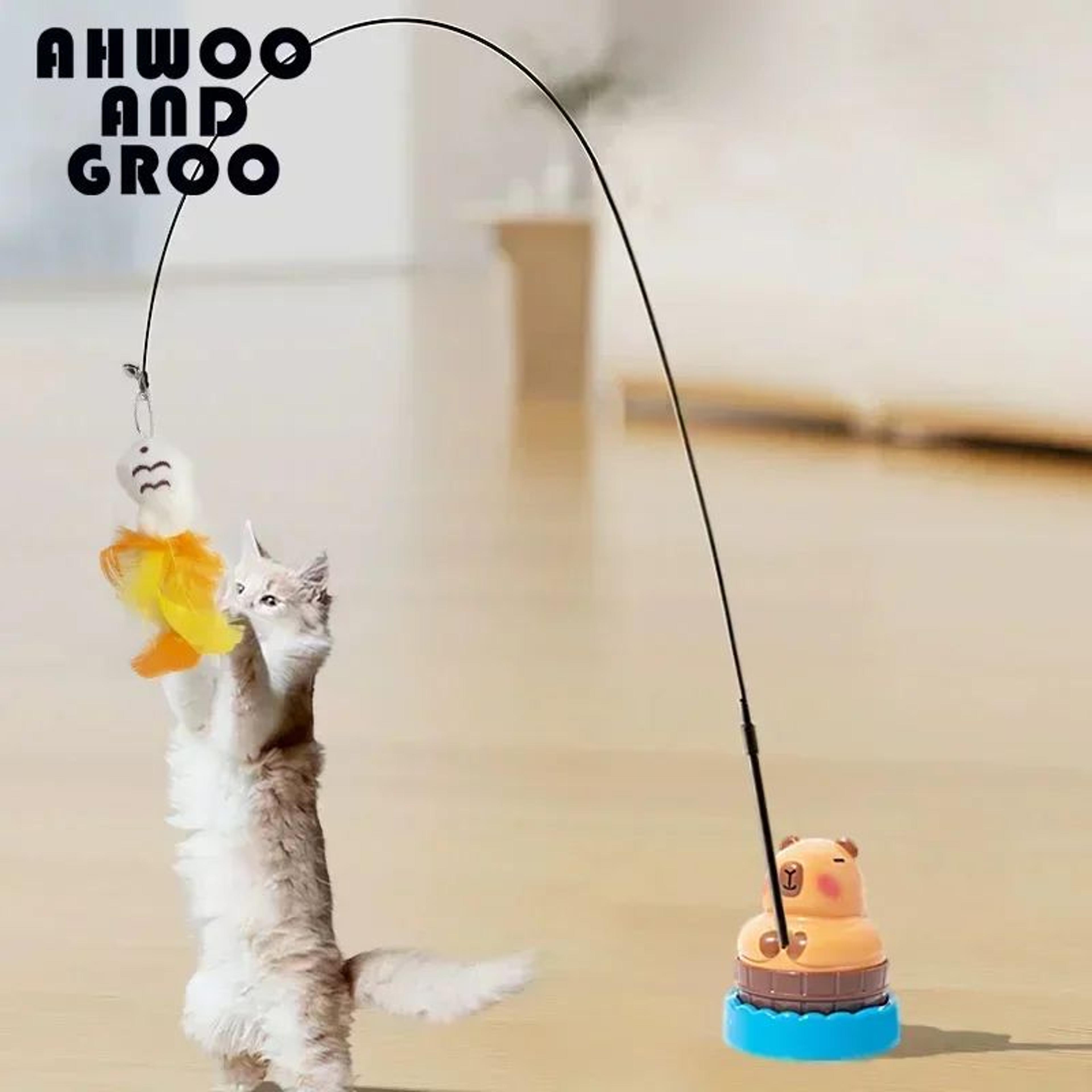 Capybara Bird Teaser Wand Cat Toy  Interactive Bell Stick Toy For Kittens  Indoor Cats 1