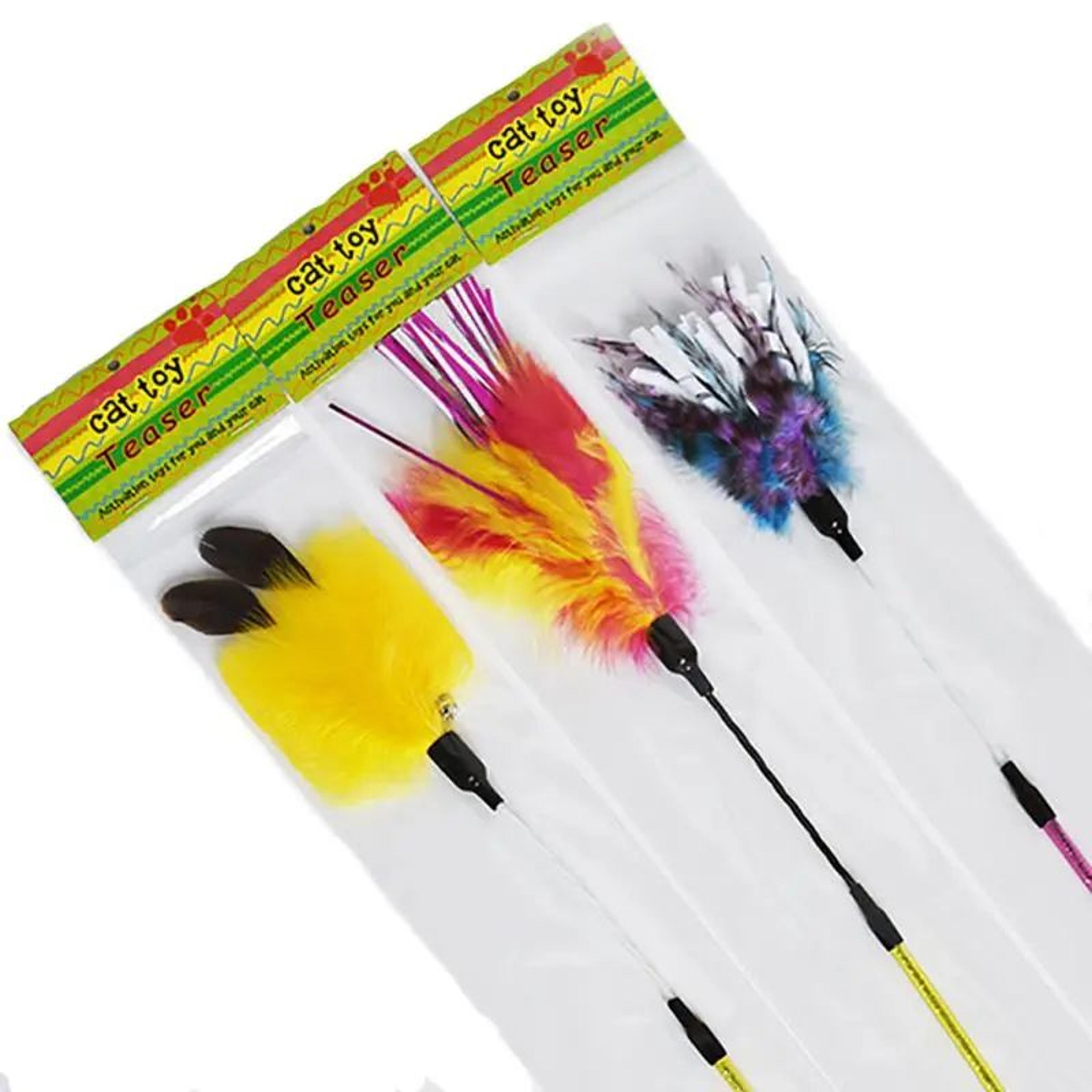 Colorful Spiral Feather Cat Wand Toy  Interactive Teaser Stick For Exercise Hunting  Playtime Fun 1