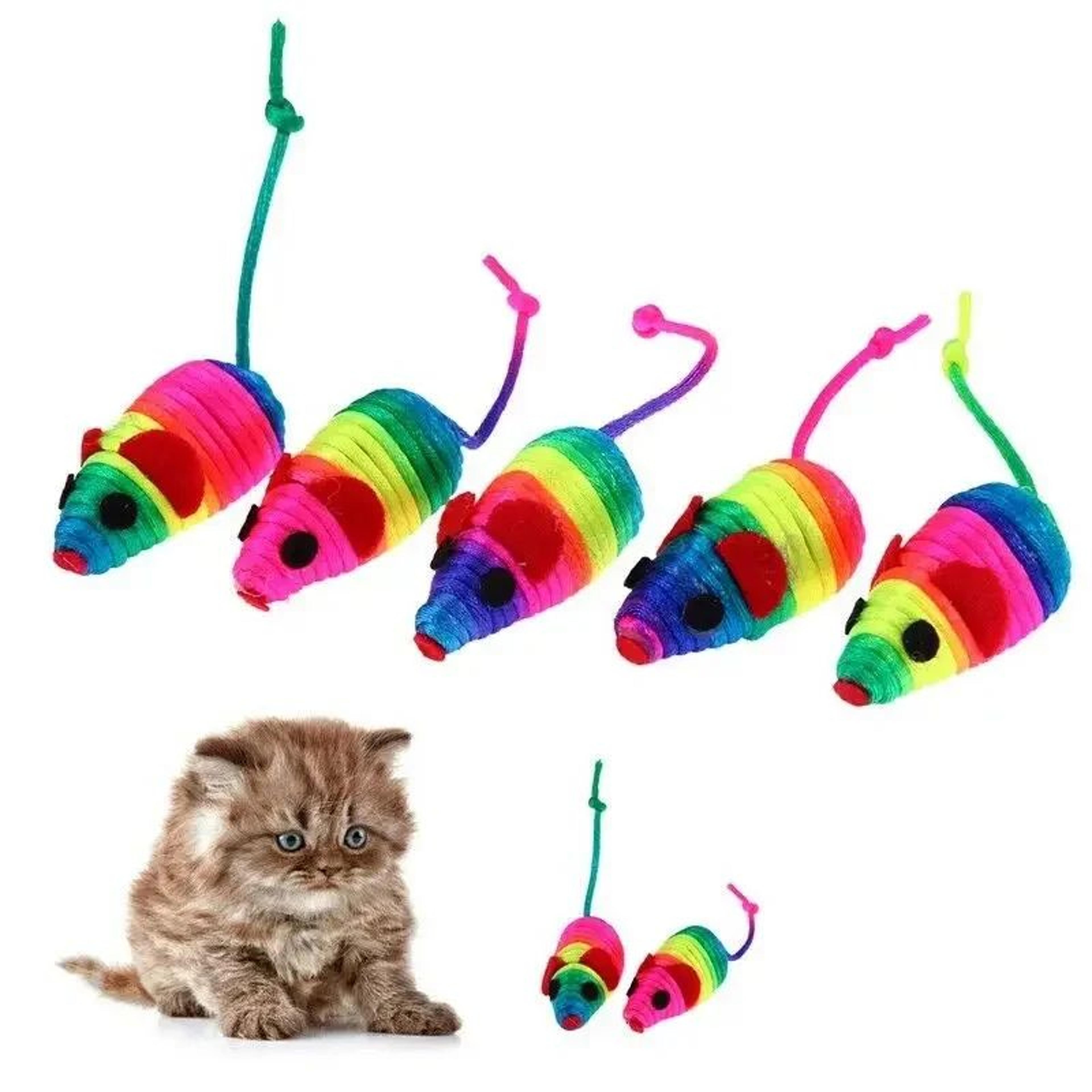 5 Pcs Colorful Rope Mini Mouse Cat Toy Set  Plush Squeaker Bite Toys For Interactive Kitten Play An 0