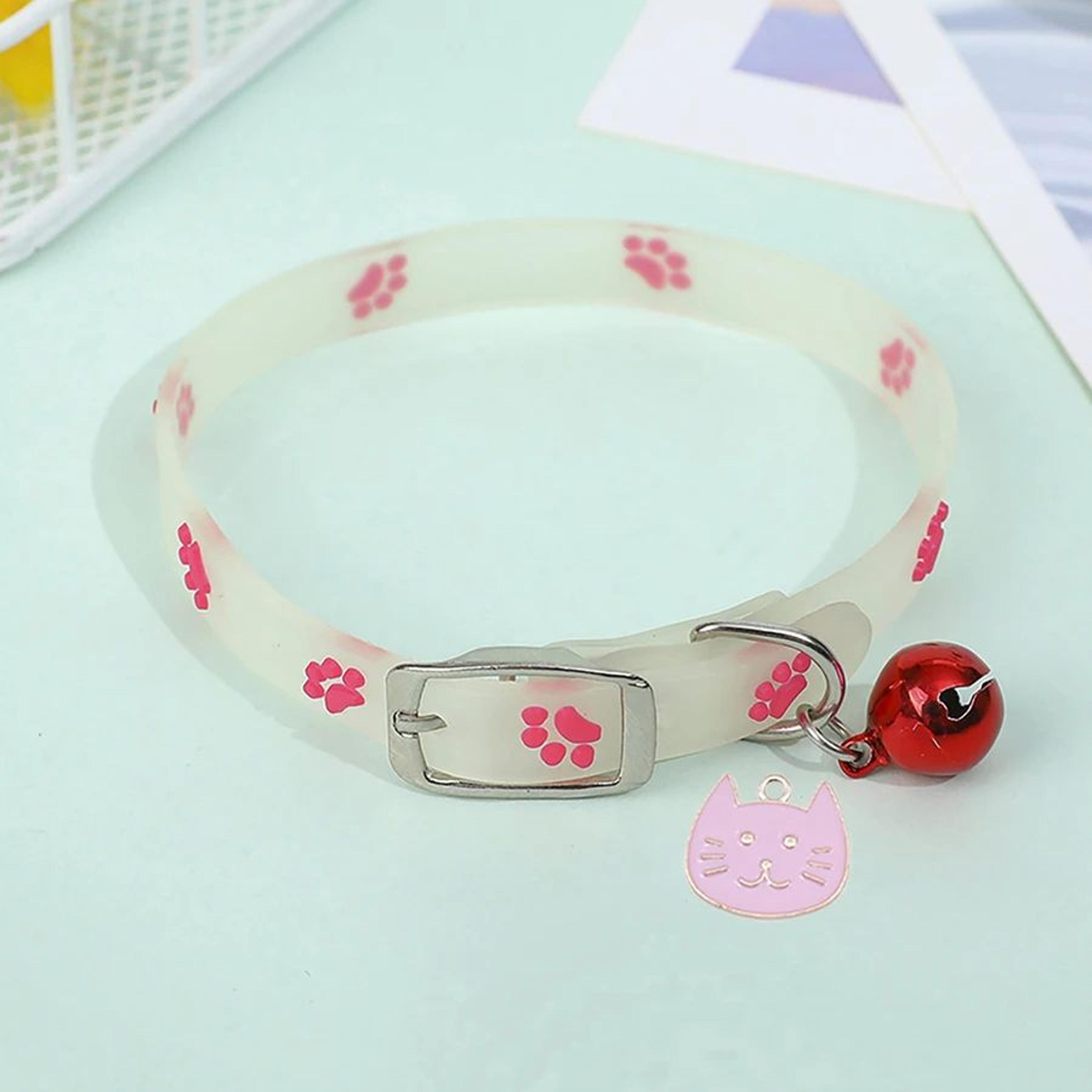 GlowintheDark Paw Print Cat Collar  Adjustable Luminous Pet Collar With Cute Charm For Kittens Cats 10