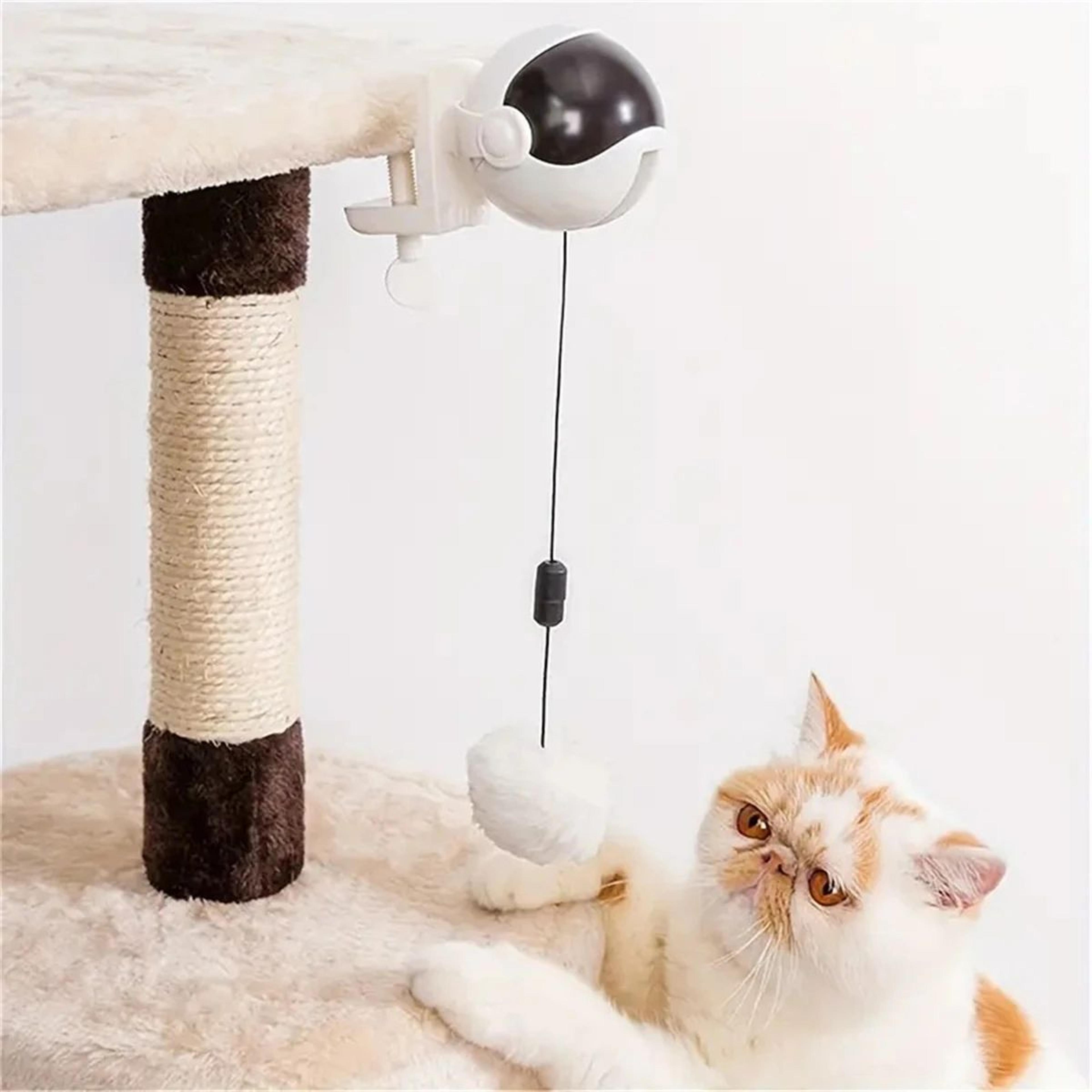 Automatic Retractable Electric Cat Toy  Interactive Rotating Lifting Ball With Rabbit Fur Teaser Fo 5