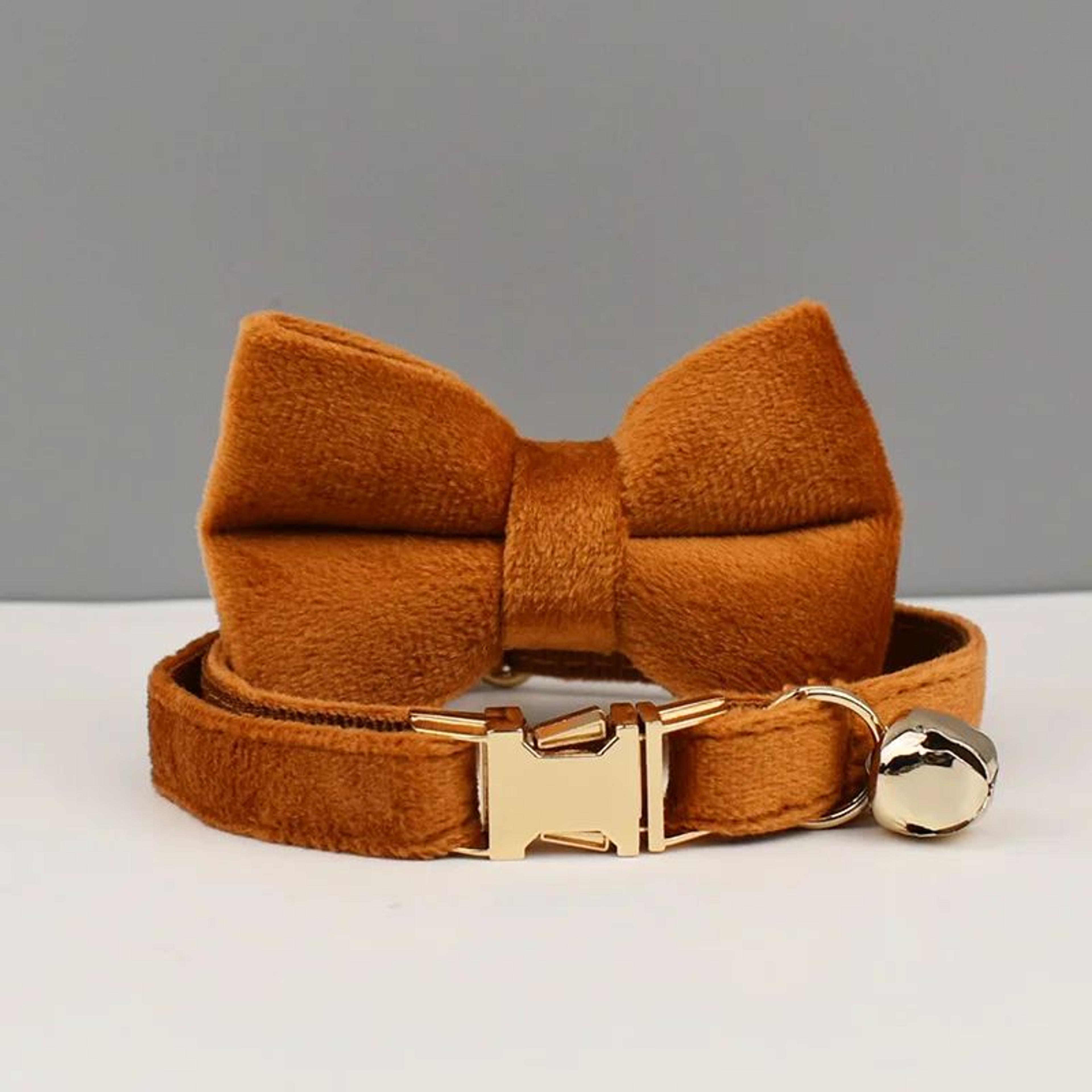 Personalized Velvet Cat Collar  Luxury INS Wind Pet Collar With Engraved Name Plate Bell  Bow Tie 18