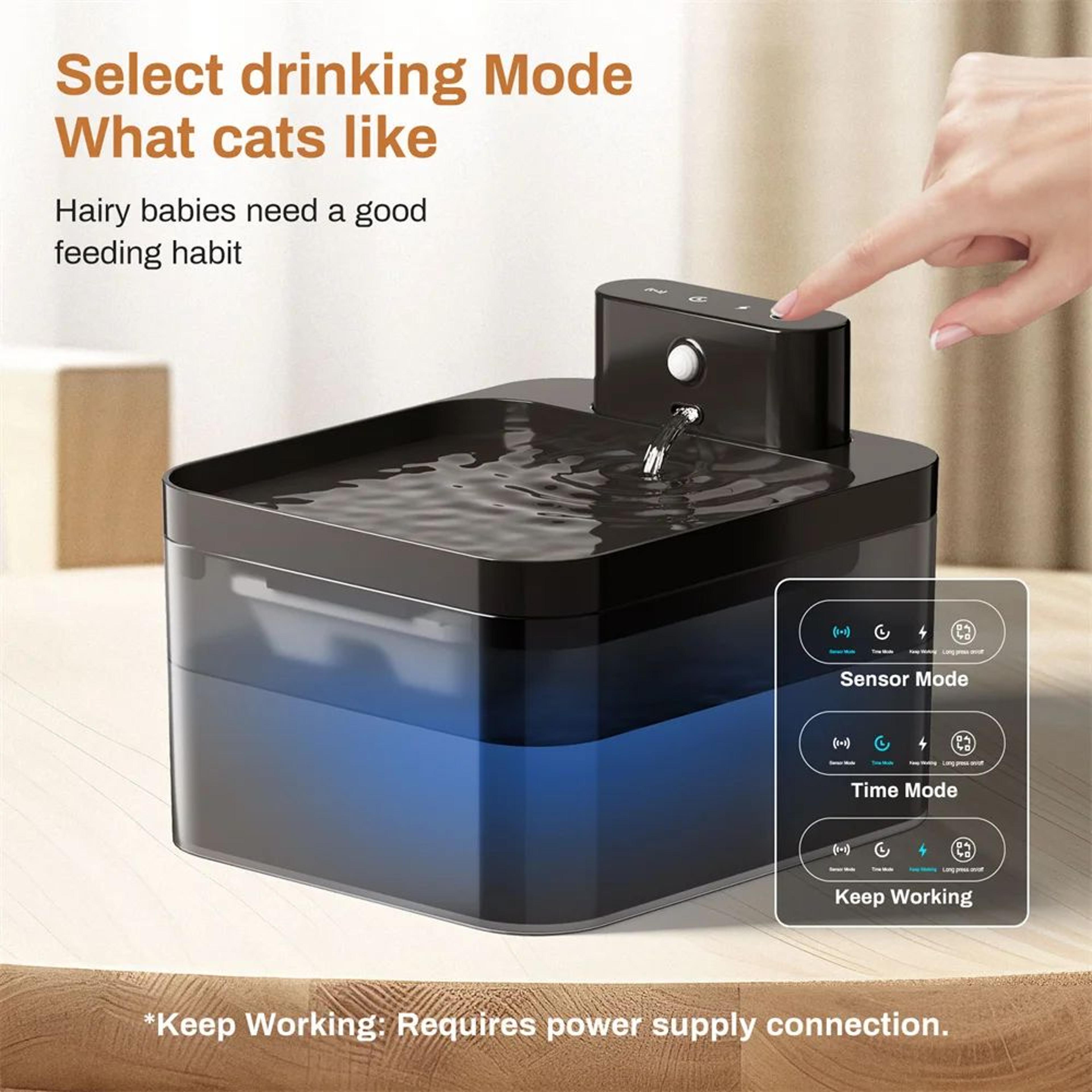 74 Oz Wireless Charging Pet Water Fountain  Motion Sensor Automatic Drinking Dispenser For Cats  Do