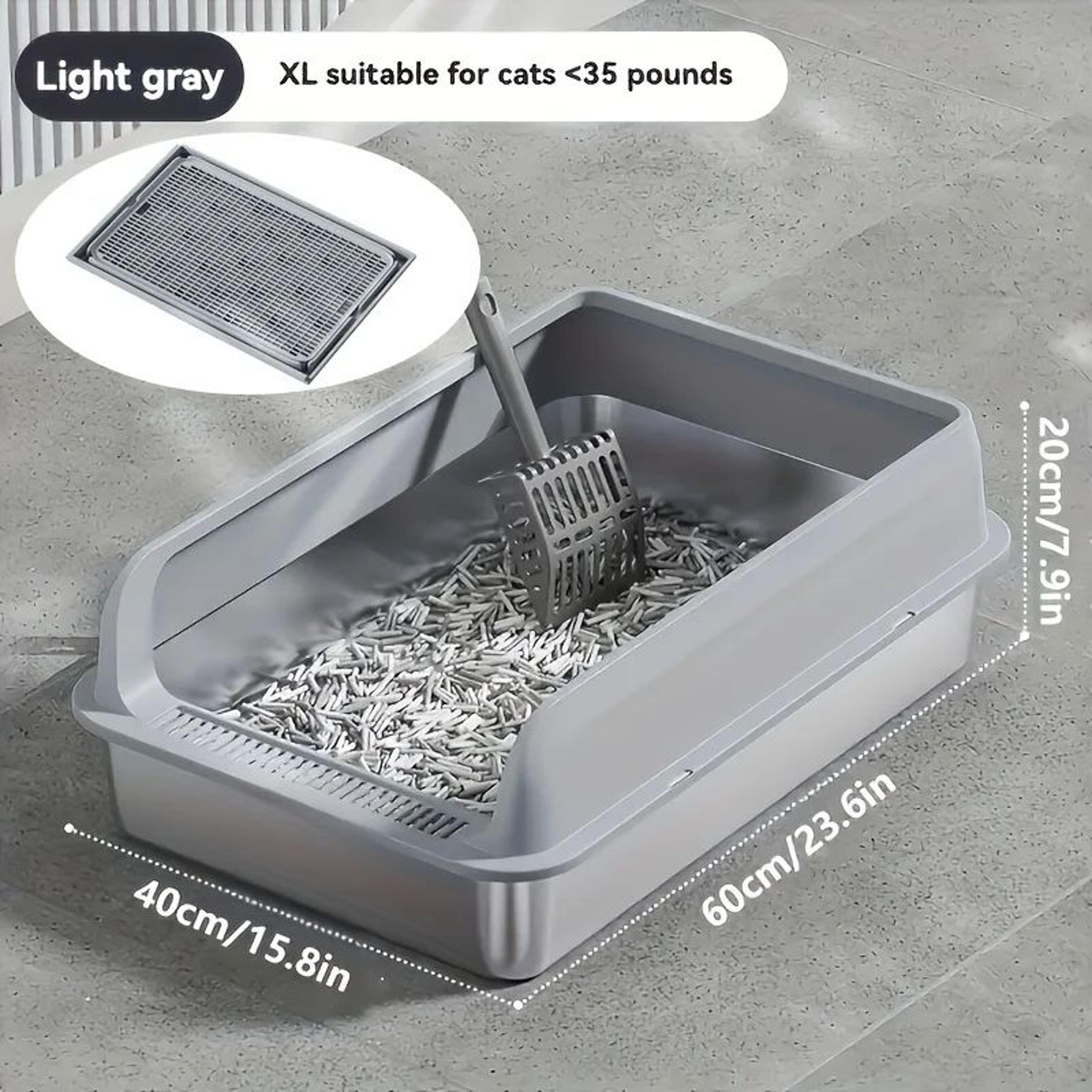 KEMORELA XL Stainless Steel Cat Litter Box With Lid  Enclosed HighSided LeakProof Odor Control Litt 12