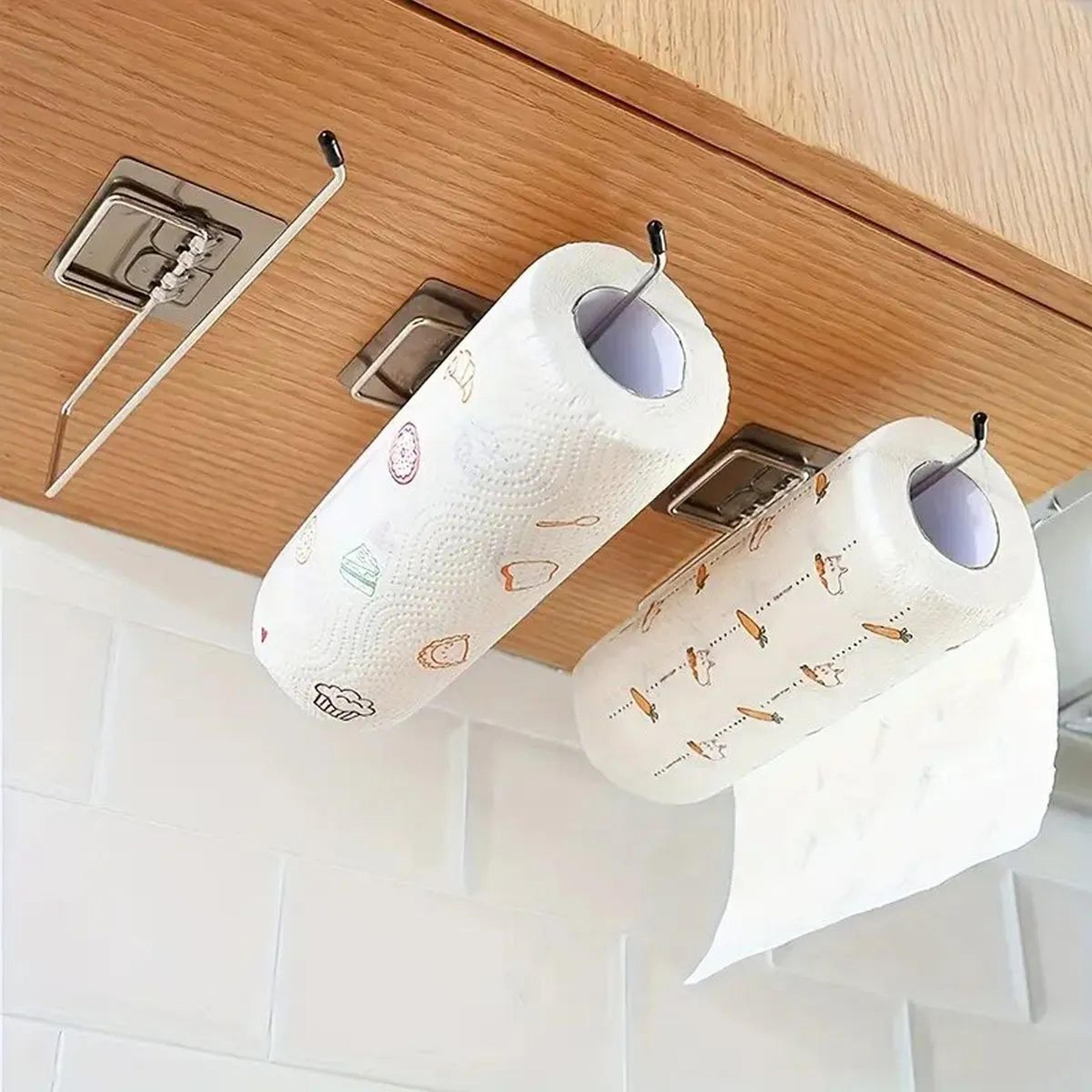 adhesive stainless steel toilet paper holder – wall-mounted paper towel & towel rack organizer for bathroom and kitchen