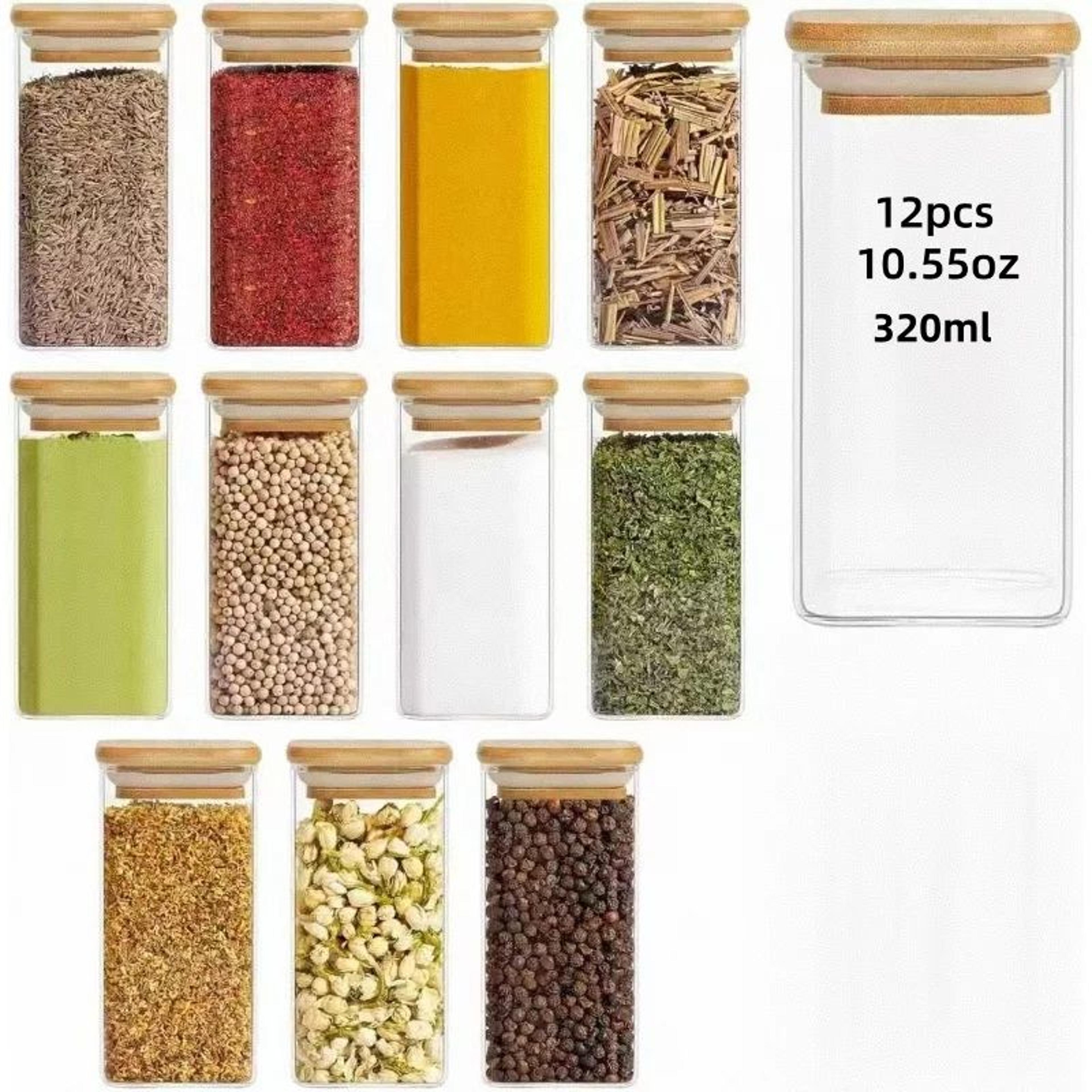 Clear Square Glass Storage Jar Set With Airtight Lid  Stackable WideMouth Kitchen Canisters For Cof 11