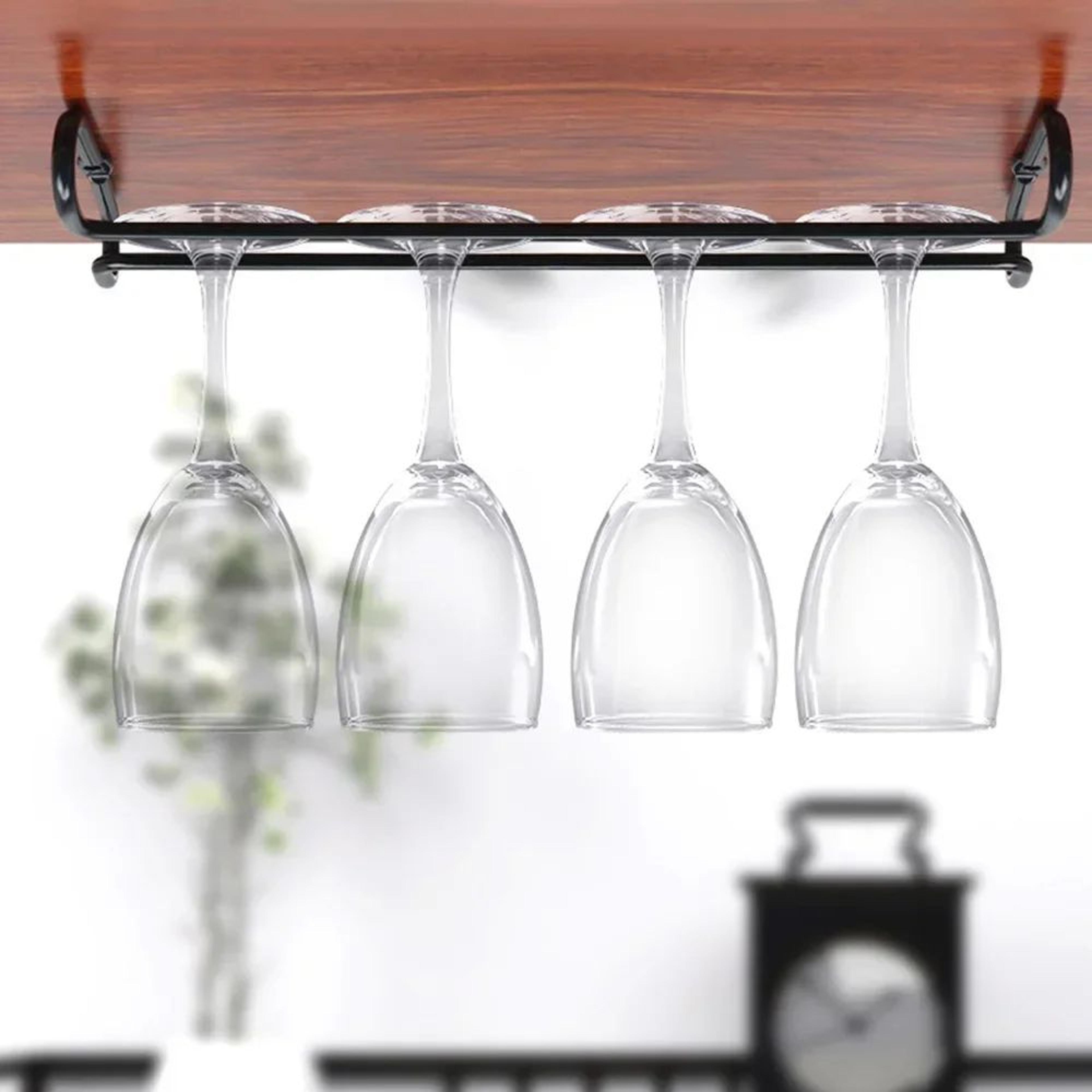 Iron WallMounted Wine Glass Rack  Hanging Stemware Holder  Kitchen Bar Organizer 1