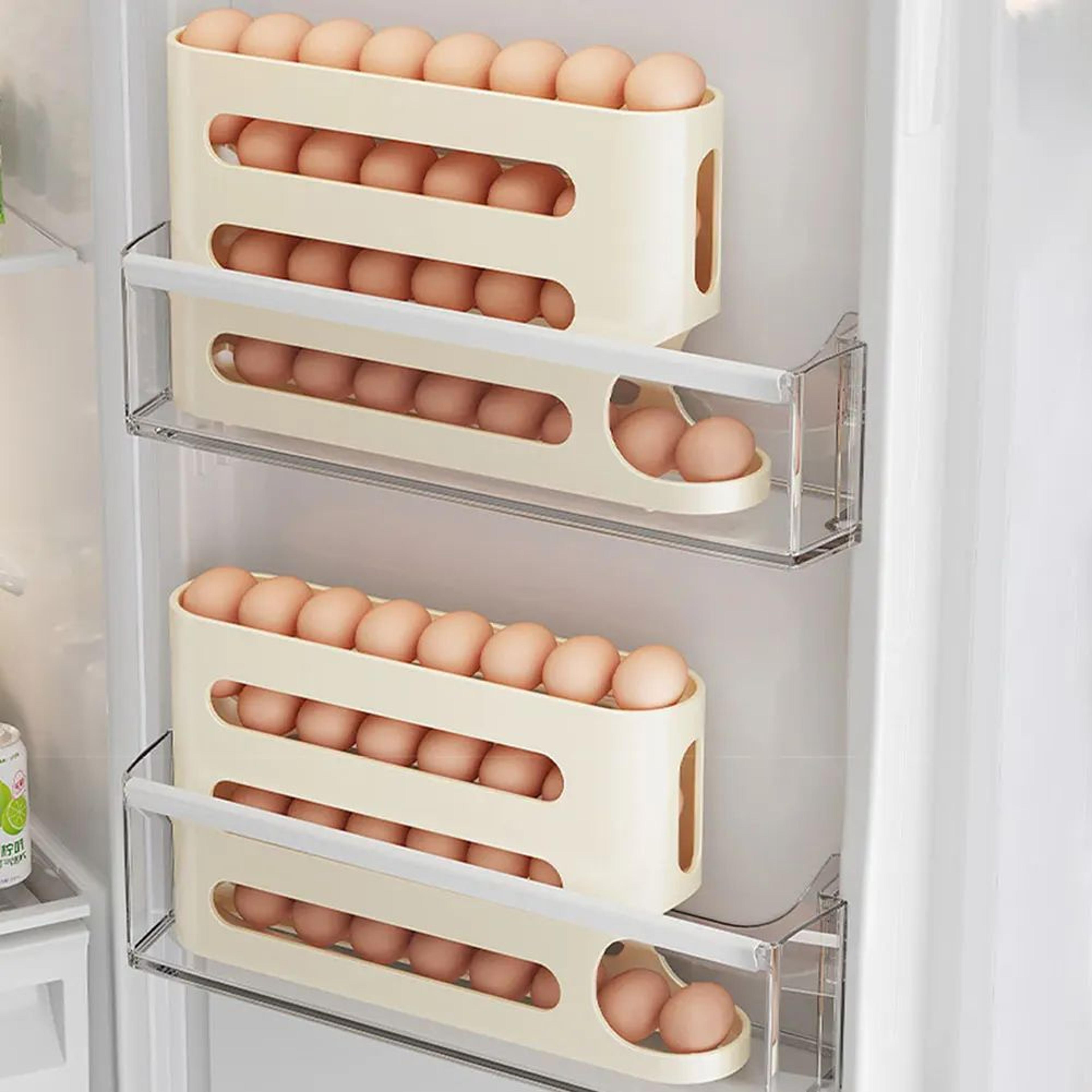 4Tier AutoRolling Egg Dispenser  Large Capacity Stackable Egg Organizer For Refrigerator  Counterto 4