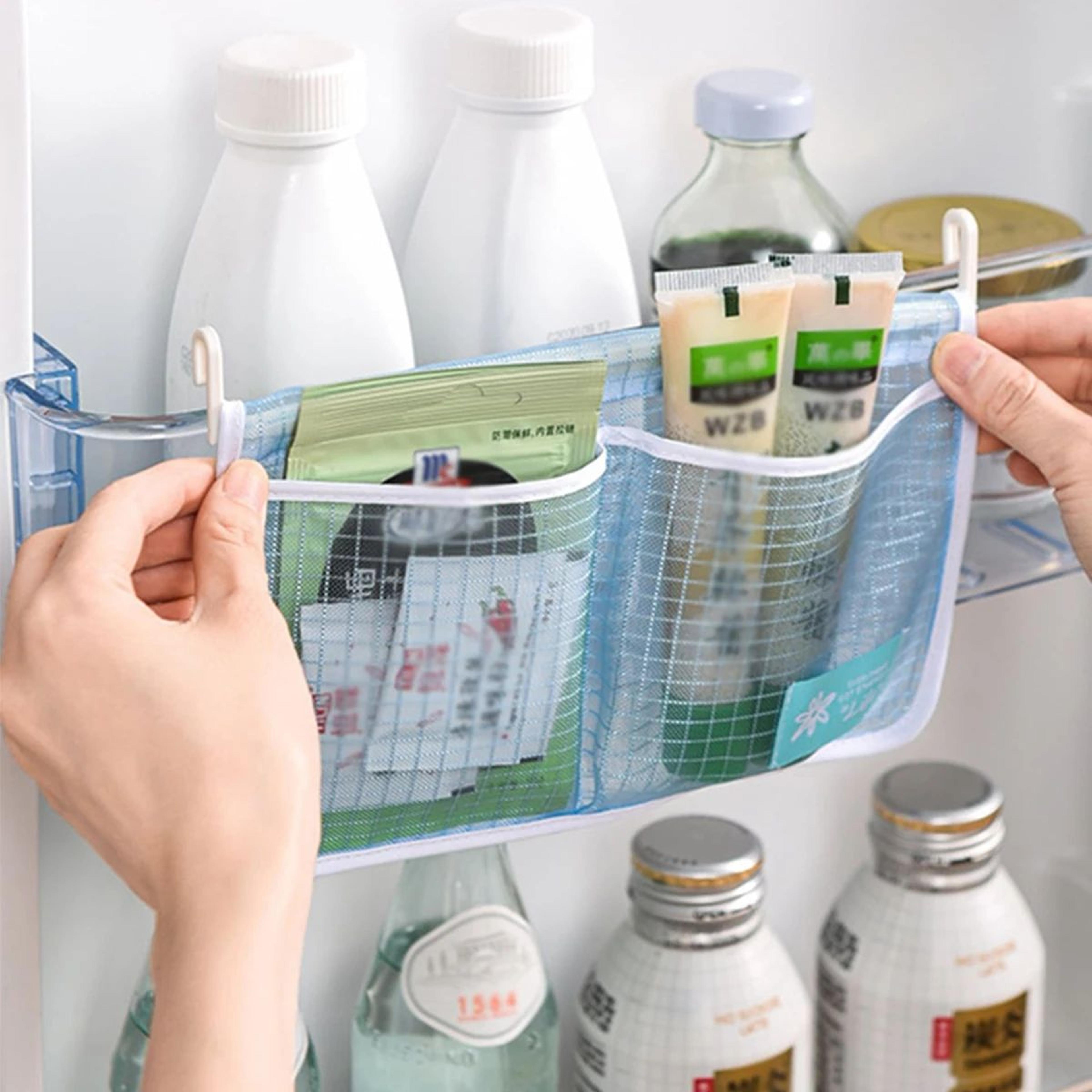 DoubleCompartment Refrigerator Hanging Mesh Storage Bag  SpaceSaving Kitchen Organizer For Produce  2
