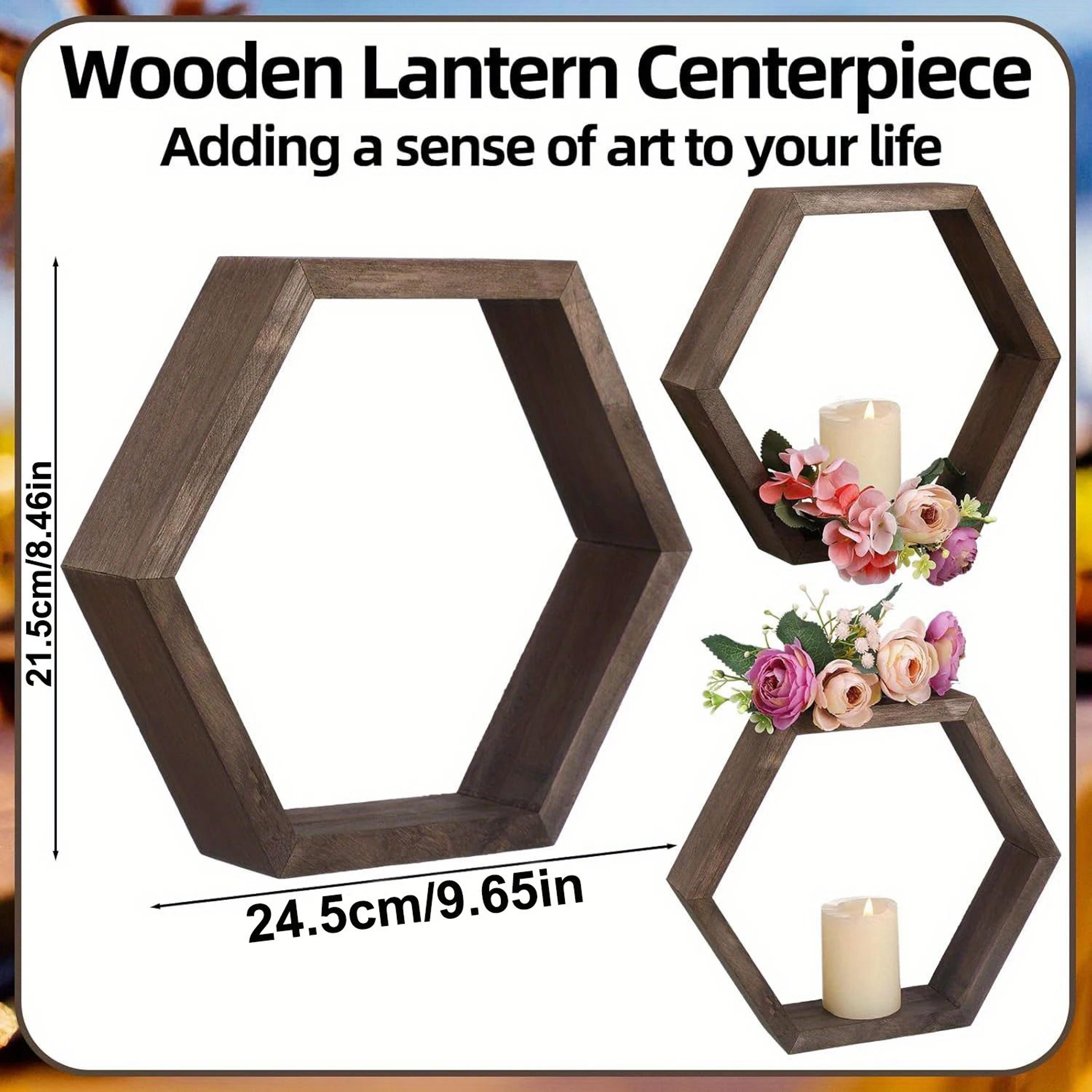 Hexagon Floating Wall Shelf  Wooden Geometric Storage Rack For Bathroom Bedroom  Living Room Decor 8