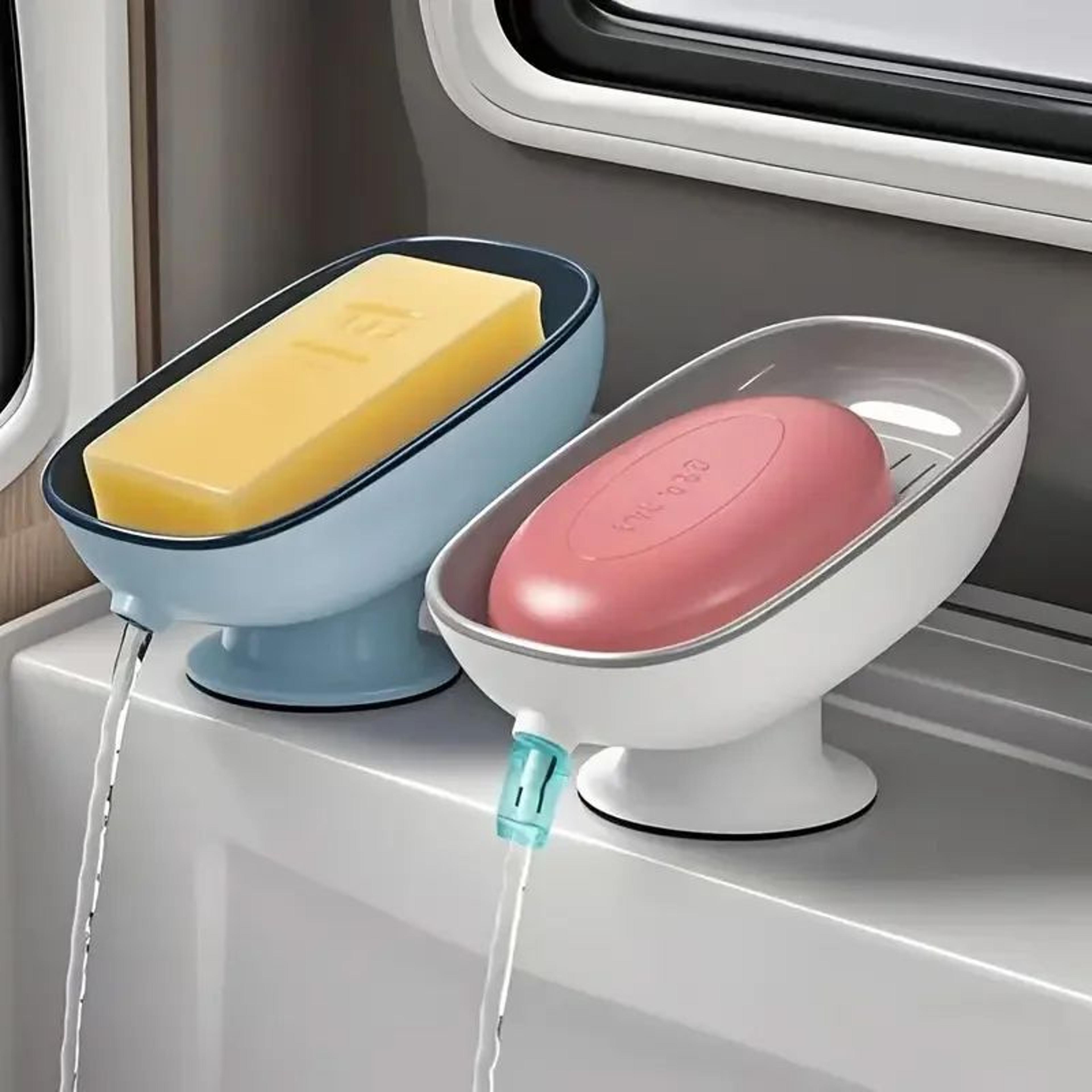 DoubleLayer Soap Storage Box With Drainage Tray  Detachable Soap Holder For Bathroom  Kitchen 2