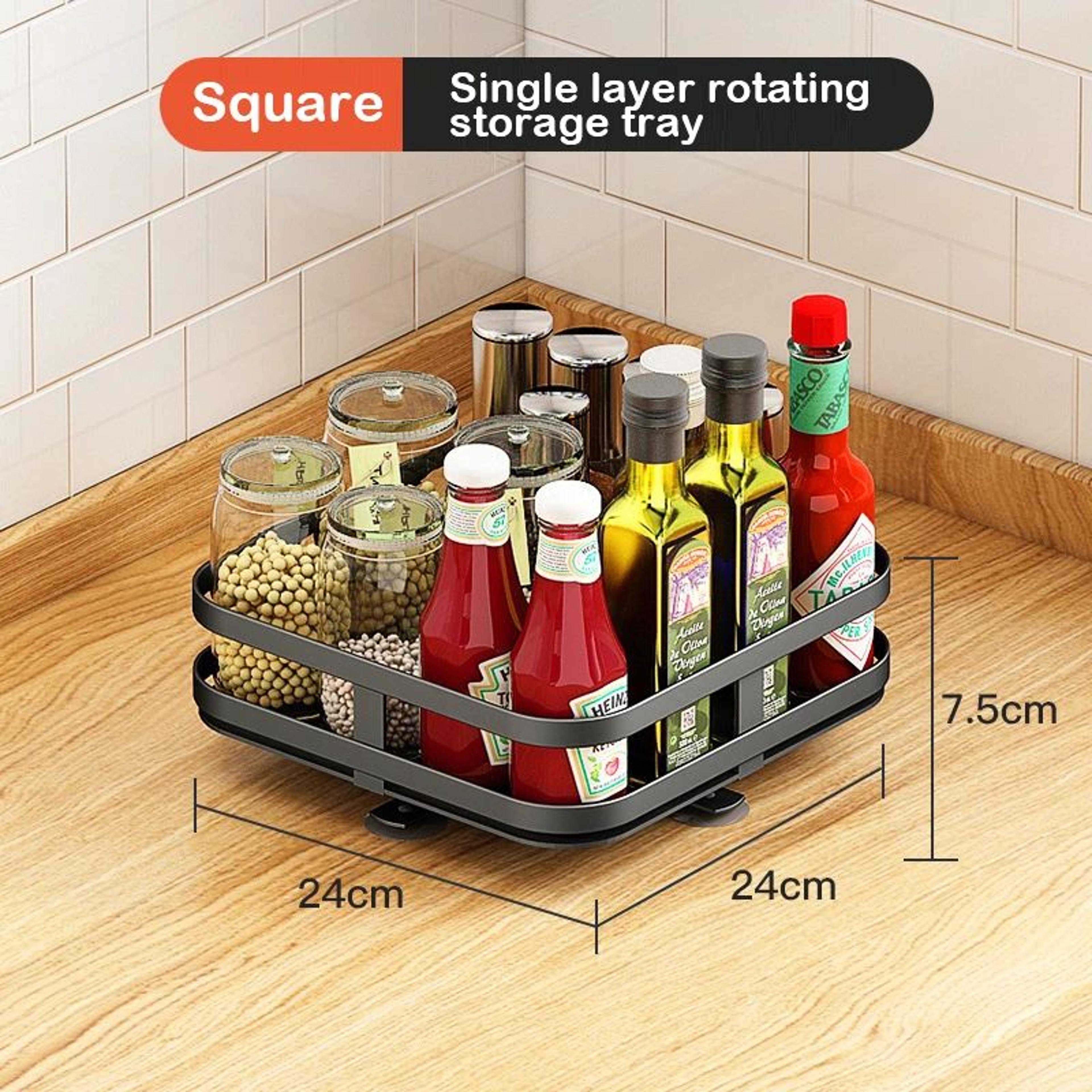 360 Rotating Metal Spice Rack Organizer  Kitchen Turntable Storage Rack For Countertop Pantry  Cabi 9
