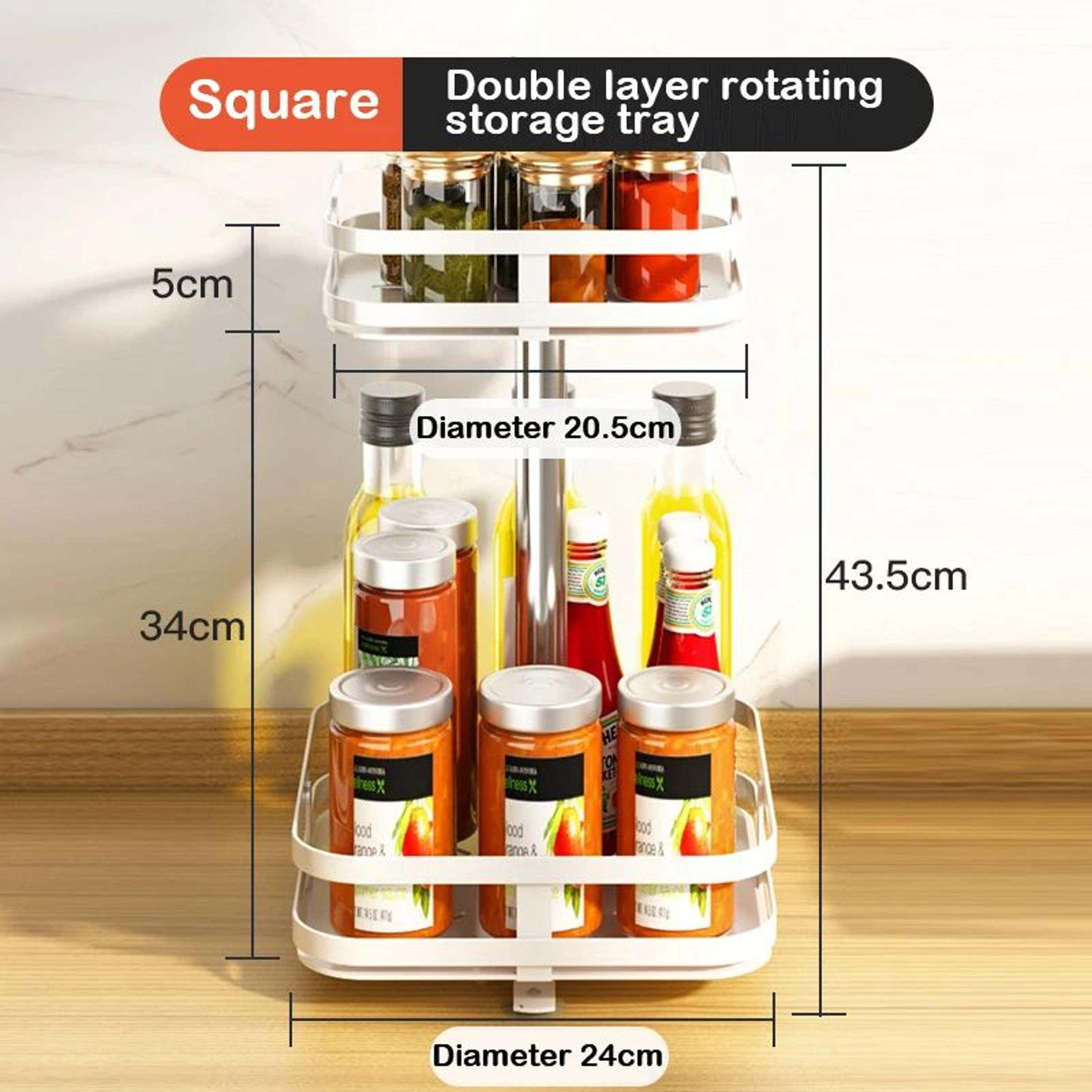 360 Rotating Metal Spice Rack Organizer  Kitchen Turntable Storage Rack For Countertop Pantry  Cabi 16